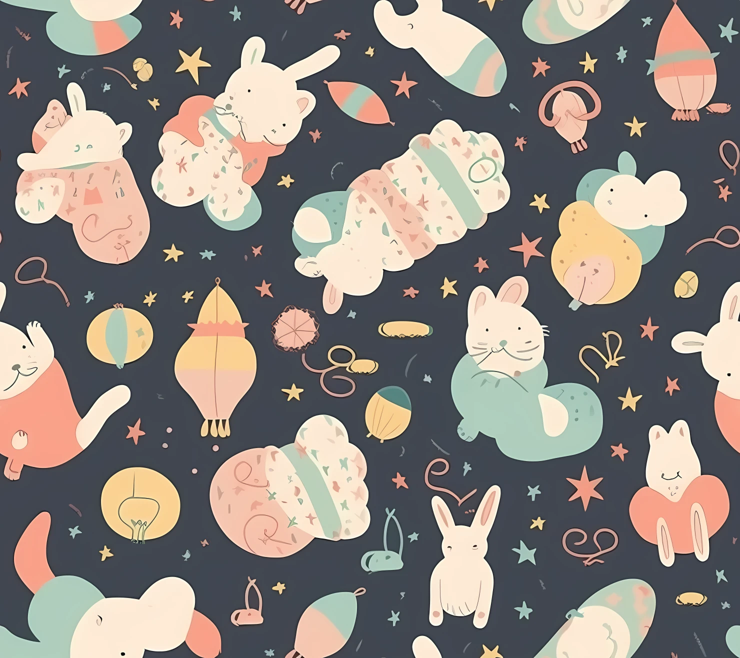 New born baby boho seamless pattern on a light color background #30159