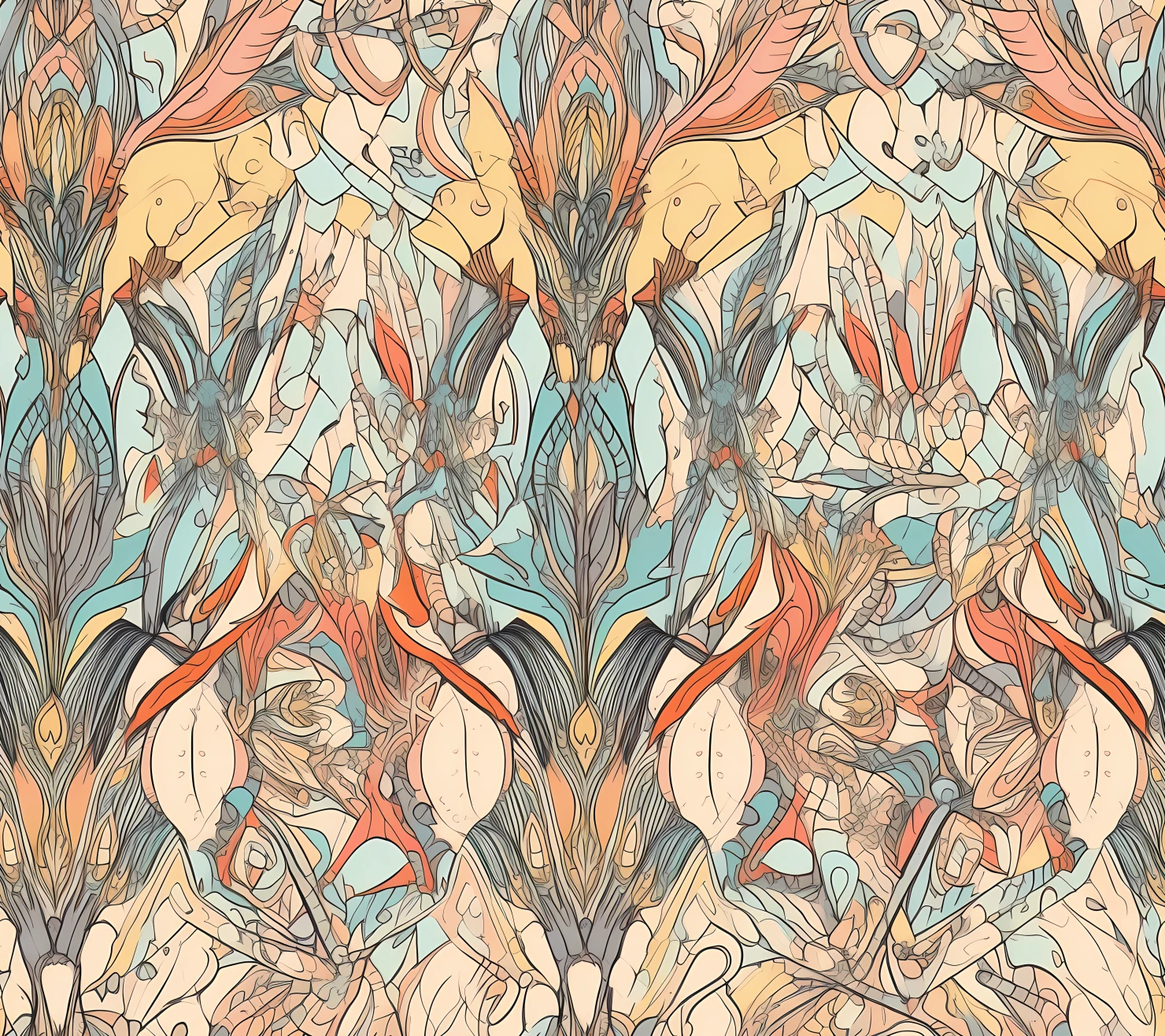 Octopus seamless pattern on a light color background #30172