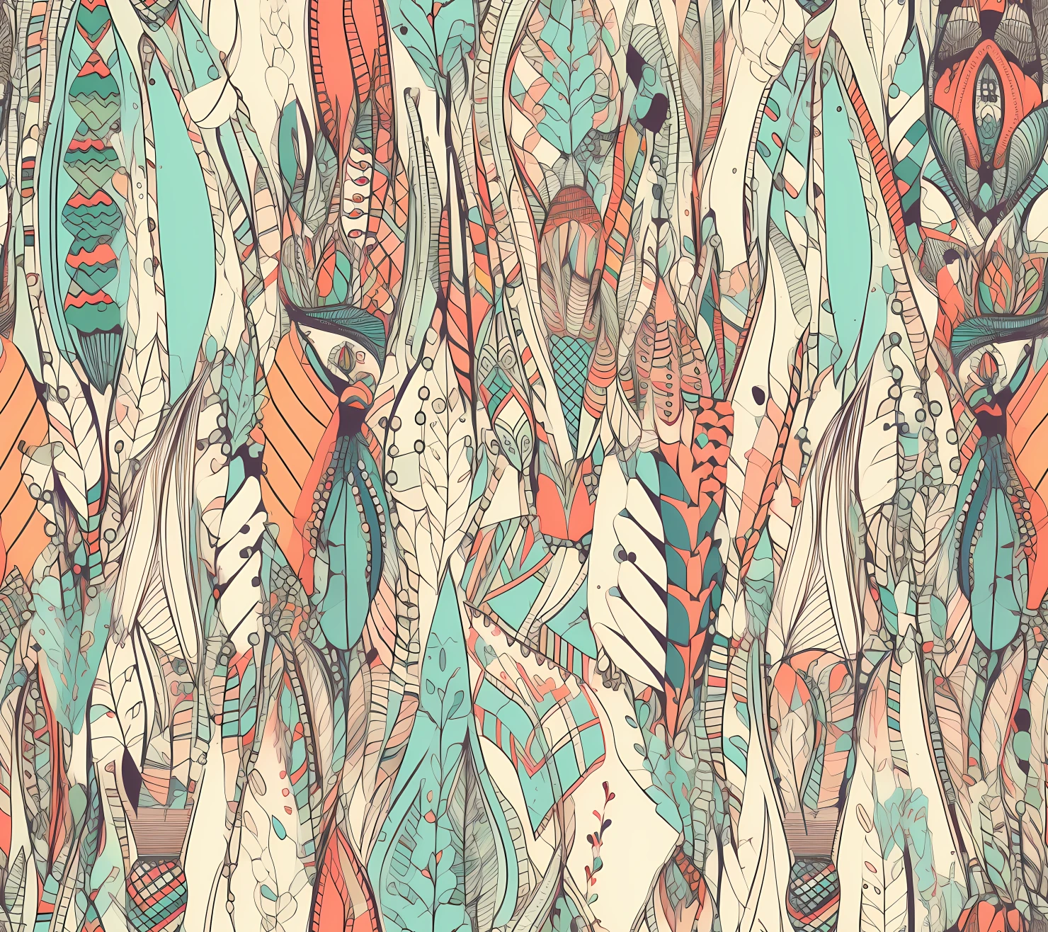 Penii boho seamless pattern on a light color background #30203