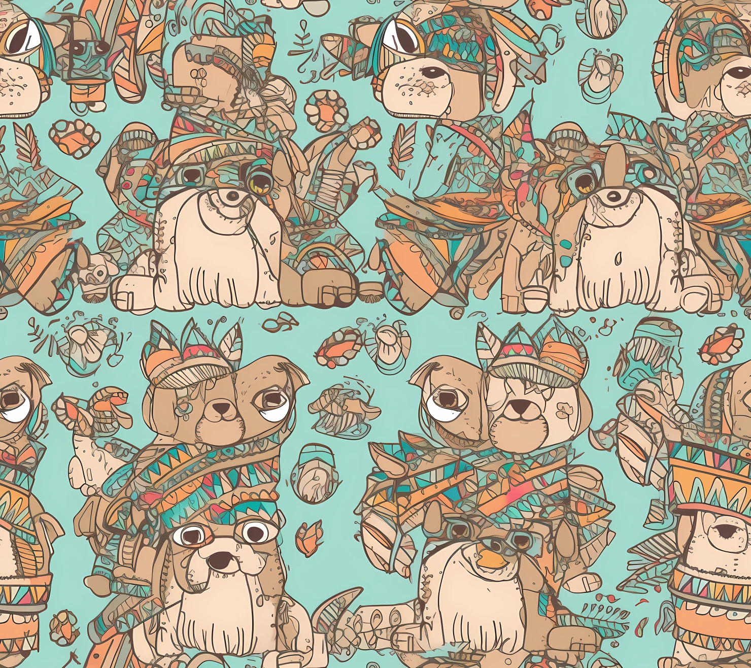 Puppies seamless pattern on a light color background #30220