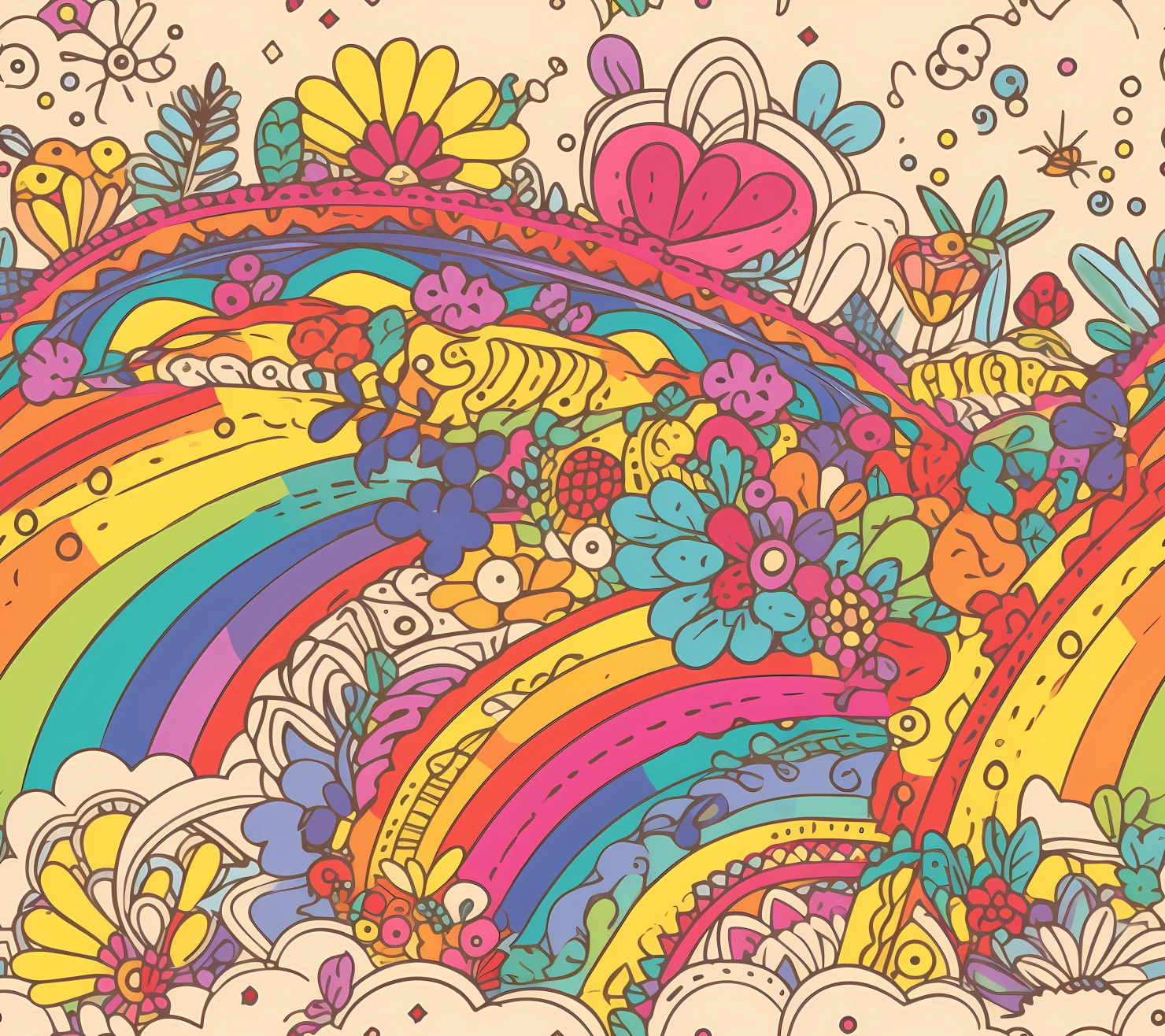 Rainbow seamless pattern on a light color background #30227
