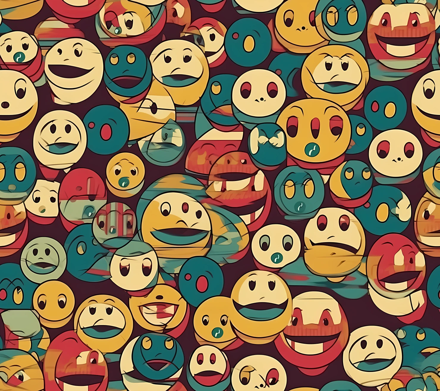Happy face seamless pattern on a light color background #30232