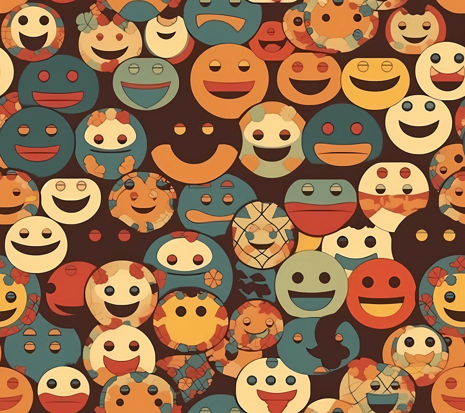Happy face seamless pattern on a light color background #30235