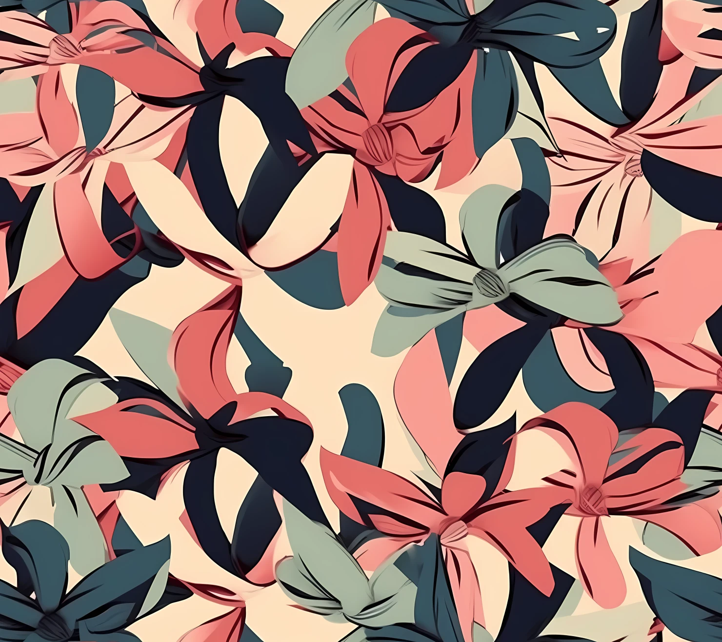Ribbon bow seamless pattern on a light color background #30240