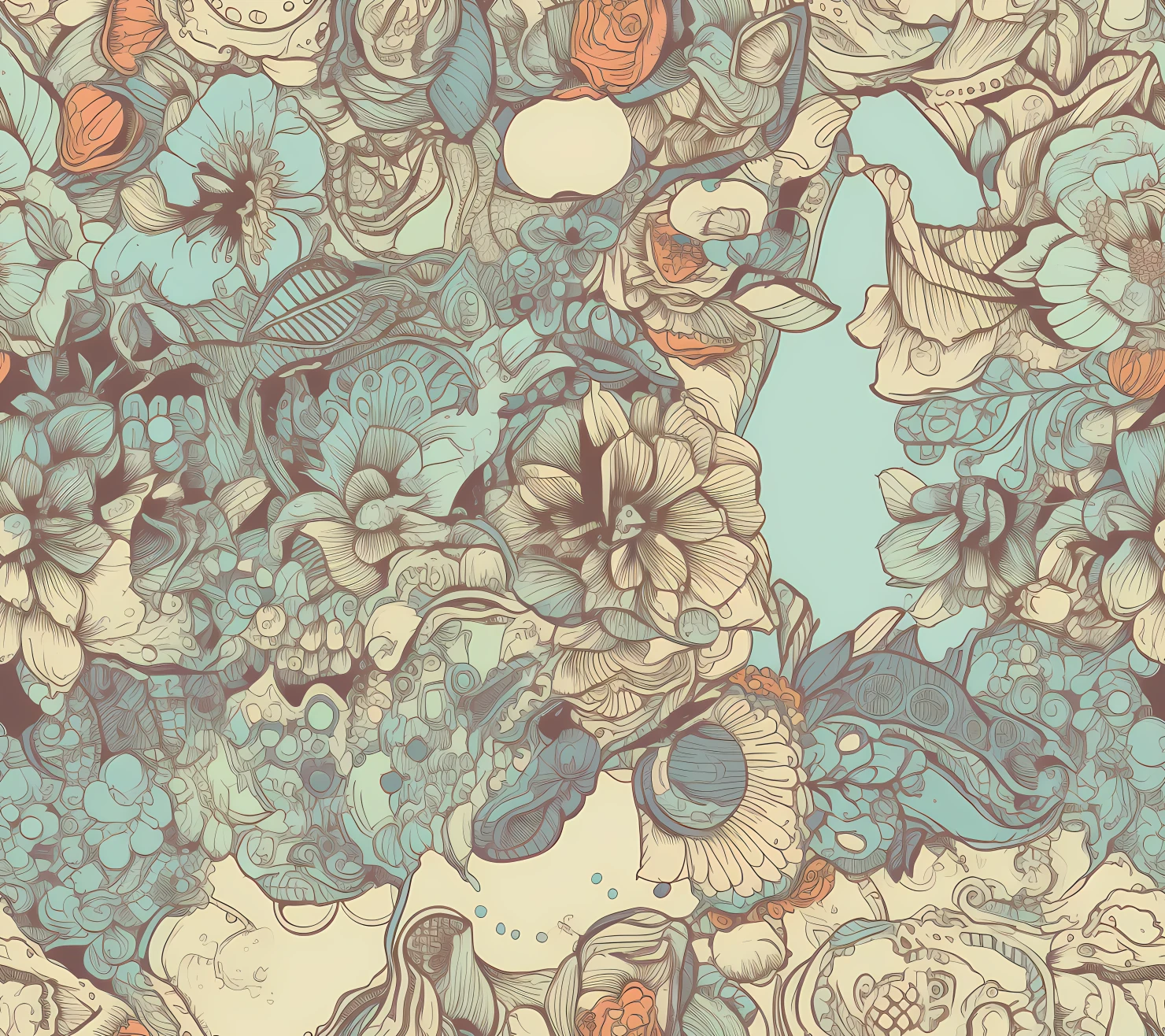 Skull boho seamless pattern on a light color background #30274