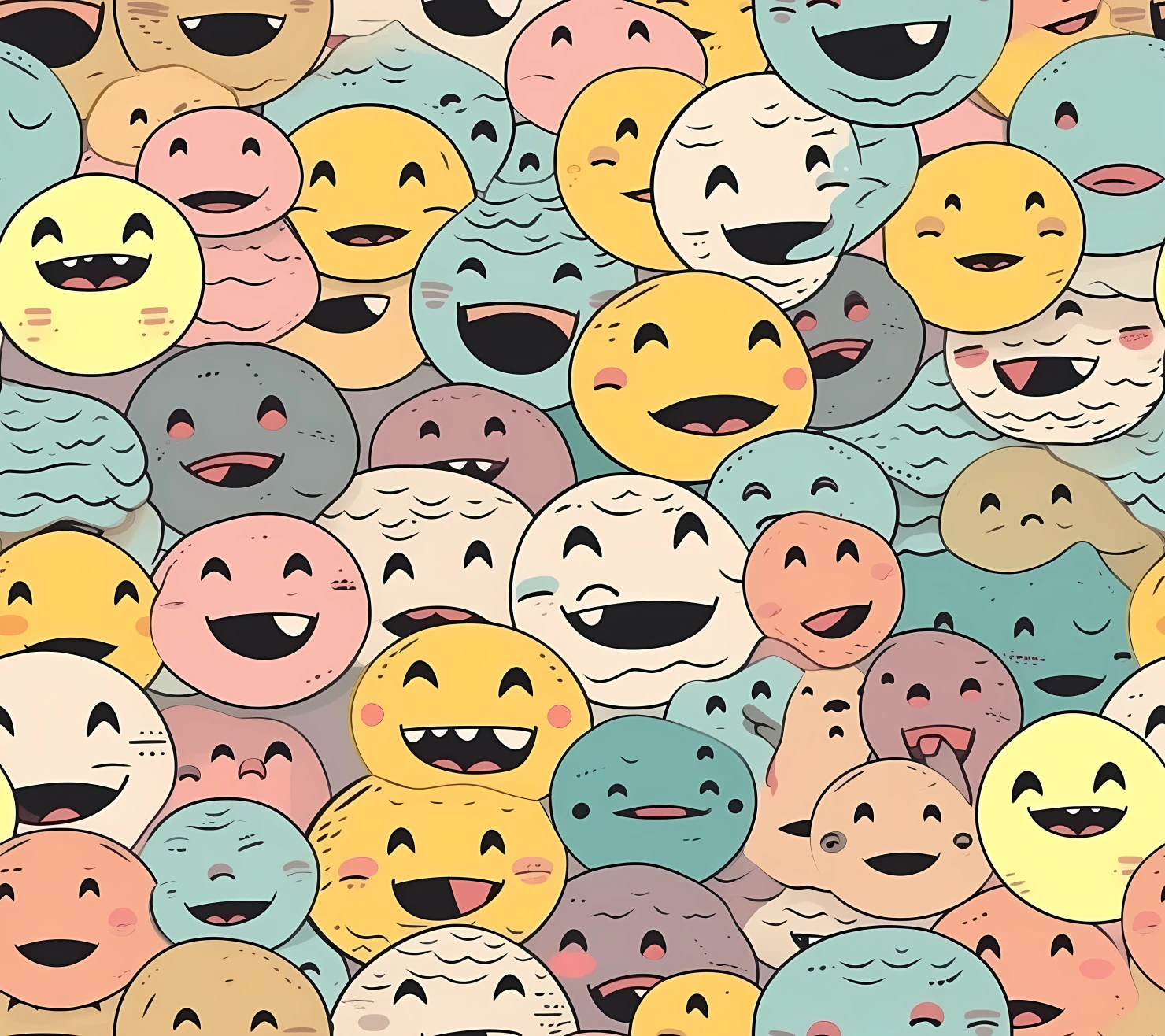 Smiley face boho seamless pattern on a light color background #30288