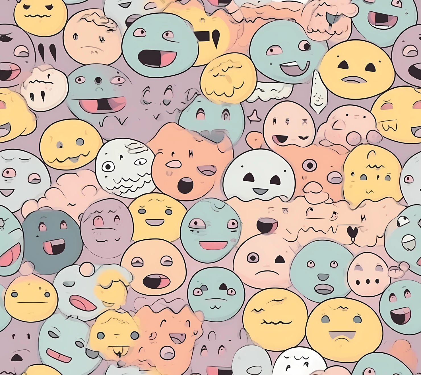 Smiley face boho seamless pattern on a light color background #30289