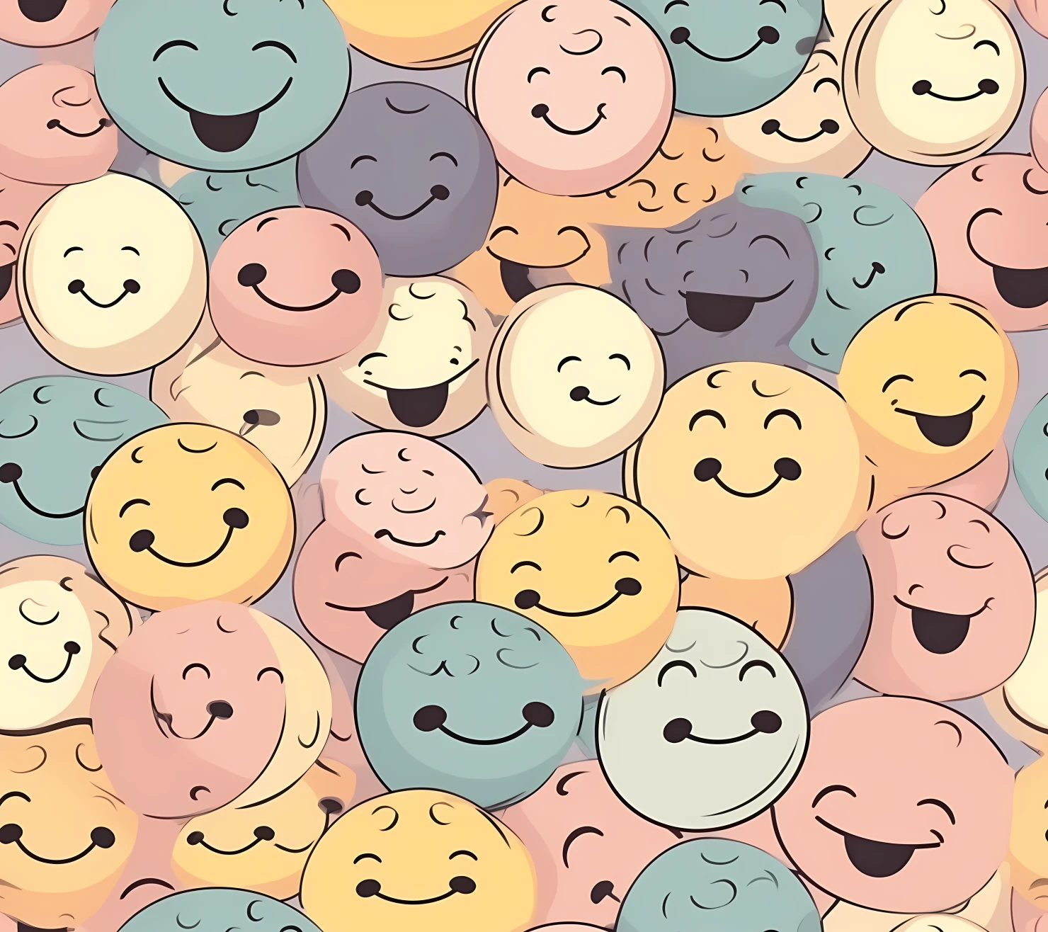 Smiley face boho seamless pattern on a light color background #30293