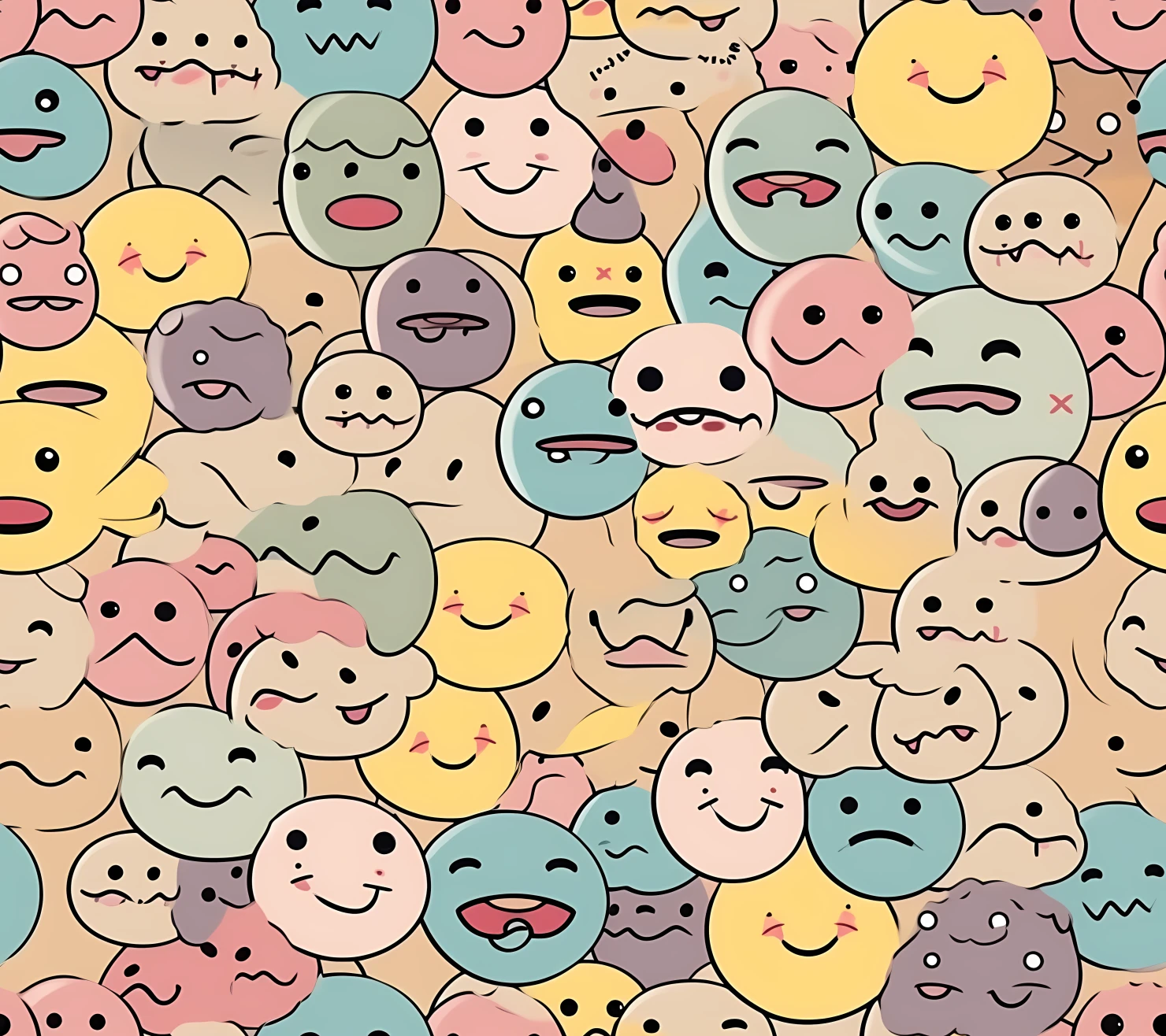 Smiley face boho seamless pattern on a light color background #30294