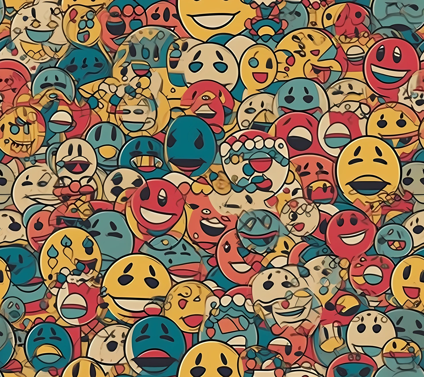 Smiley face boho seamless pattern on a light color background #30303