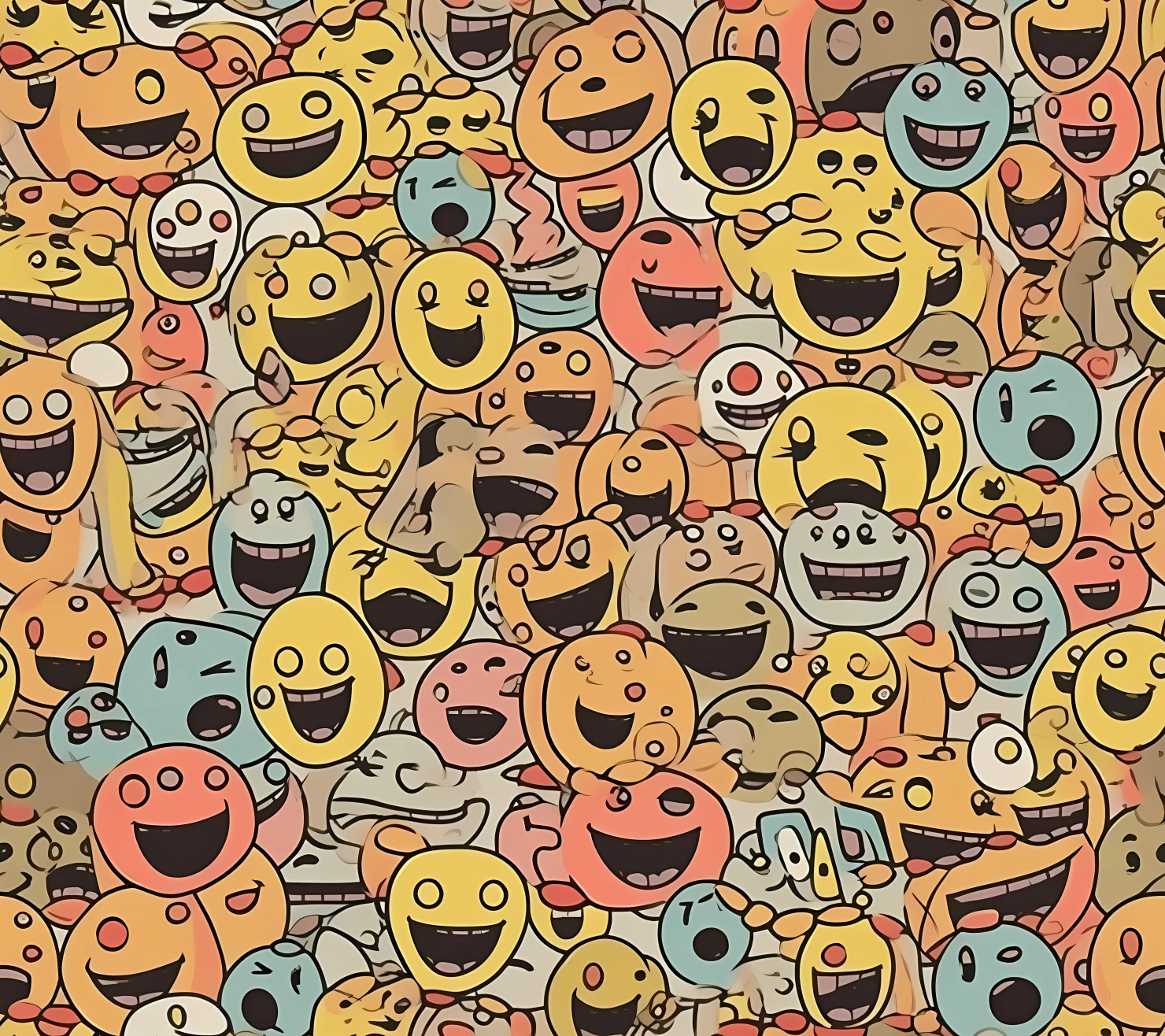 Smiley face boho seamless pattern on a light color background #30305