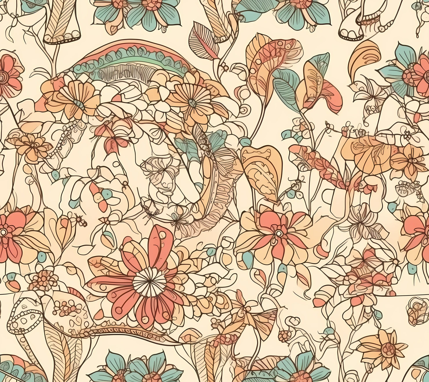 Perahara boho seamless pattern on a light color background #30318