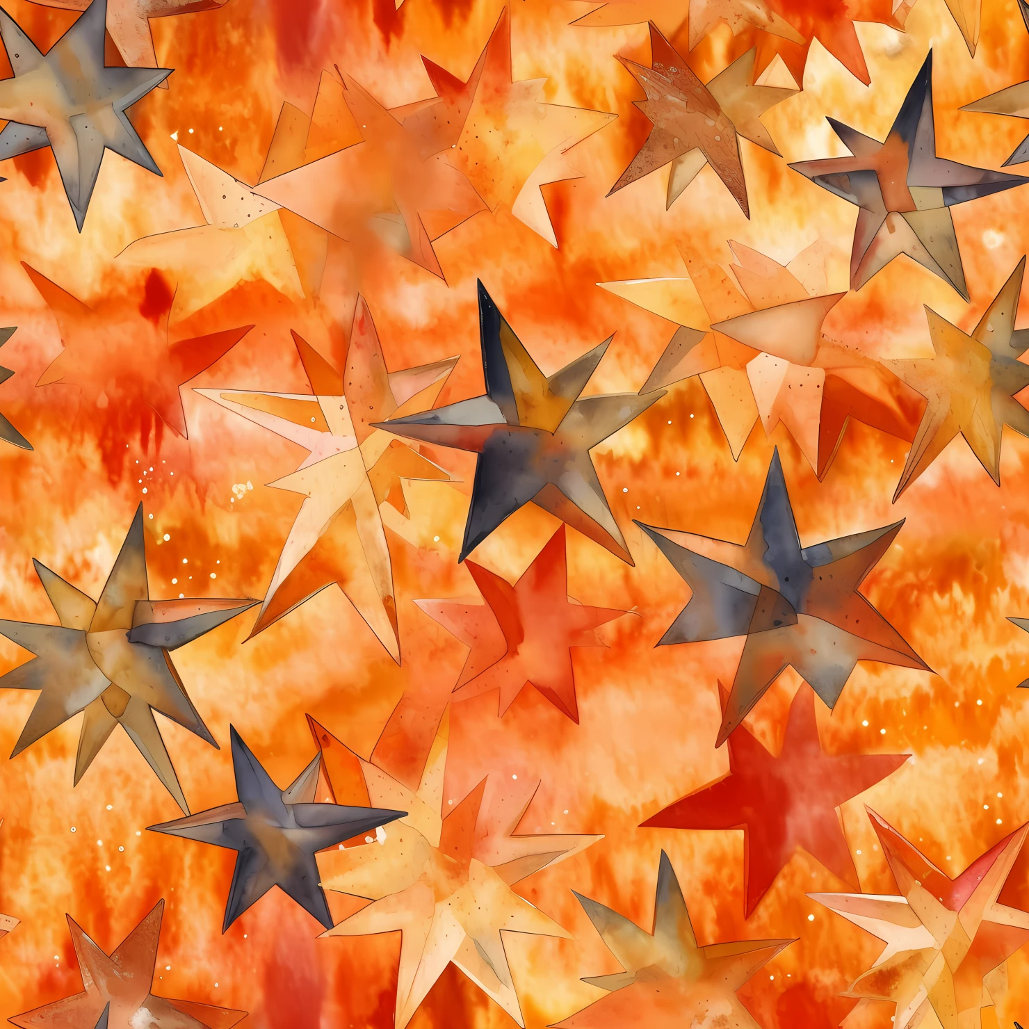 Watercolor Stars boho seamless pattern on a light color background #30326