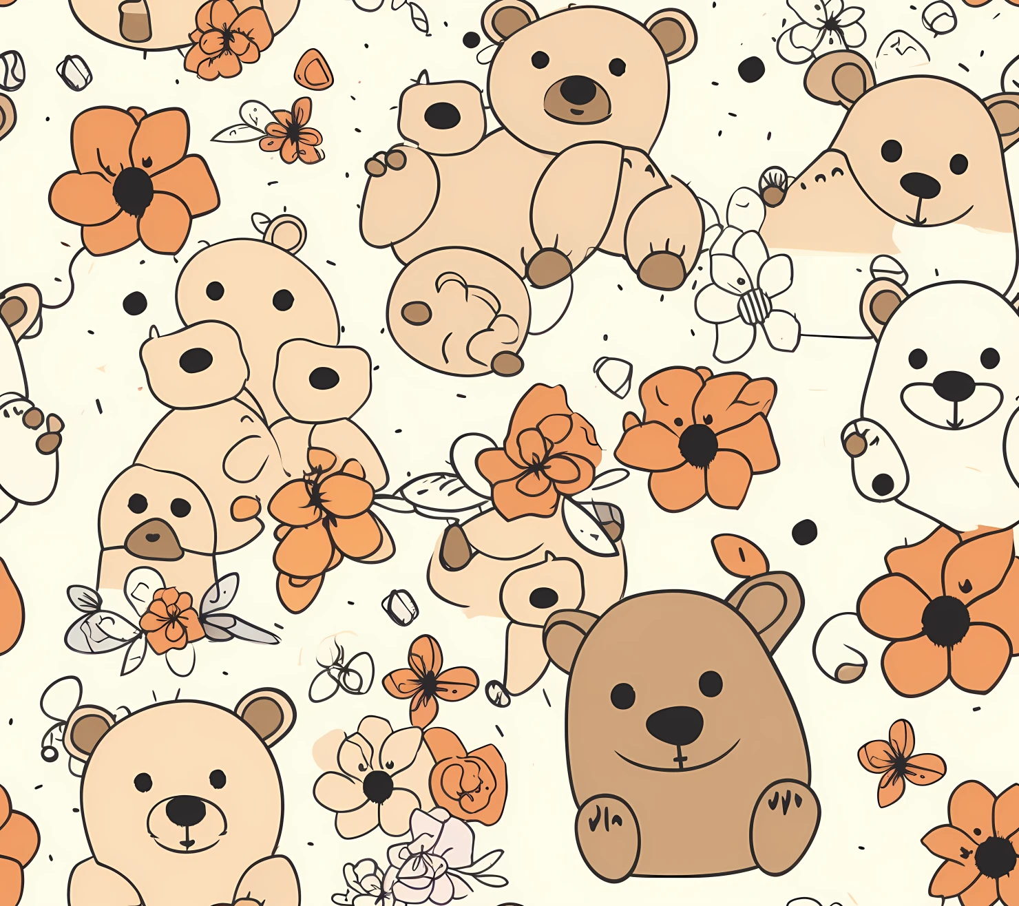 Teddy clipart seamless pattern on a light color background #30339