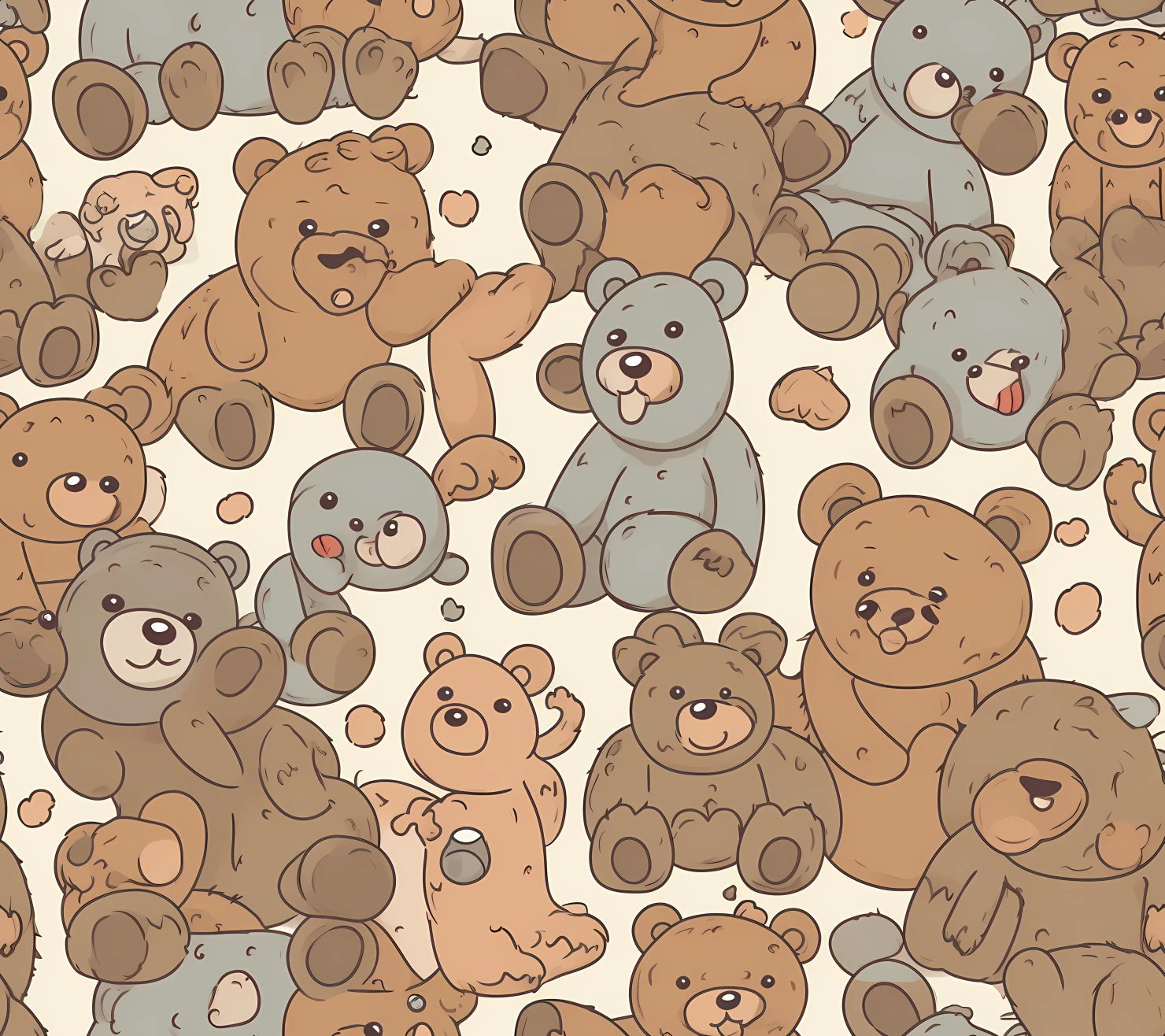 Teddy clipart seamless pattern on a light color background #30340
