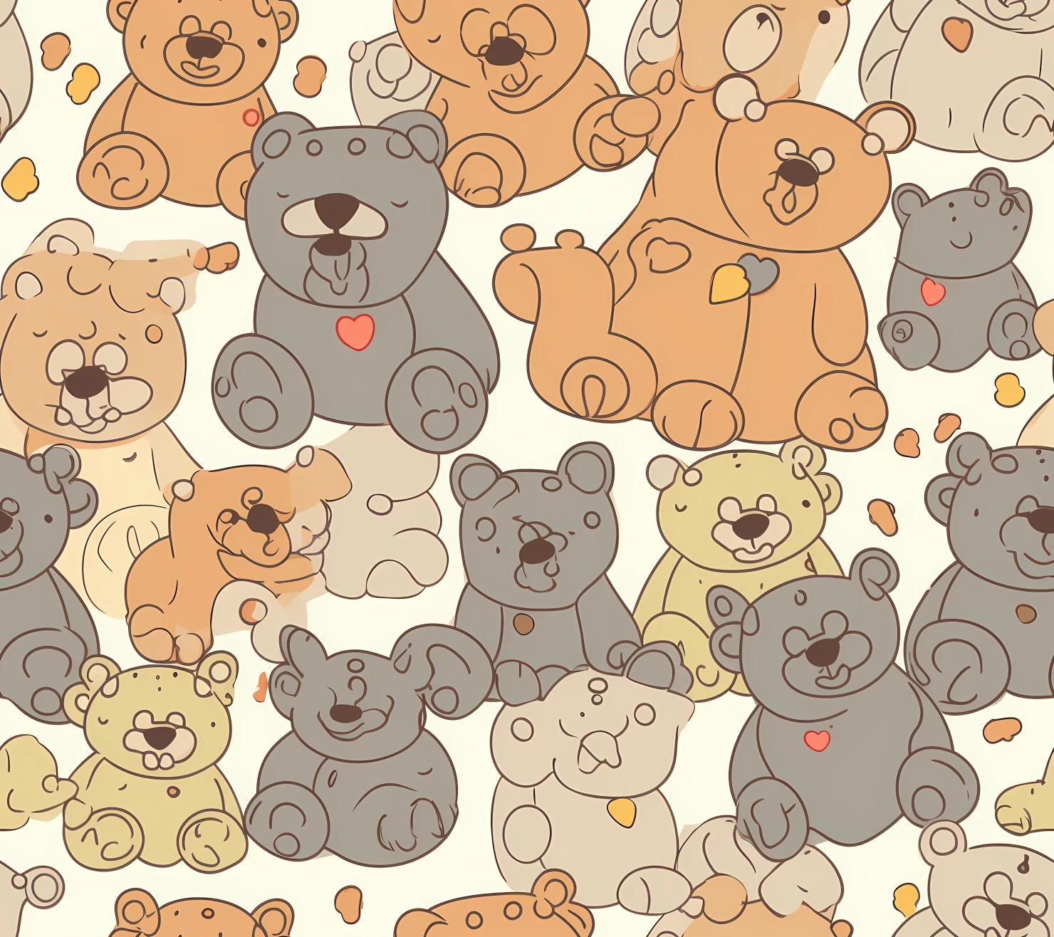 Teddy clipart seamless pattern on a light color background #30341