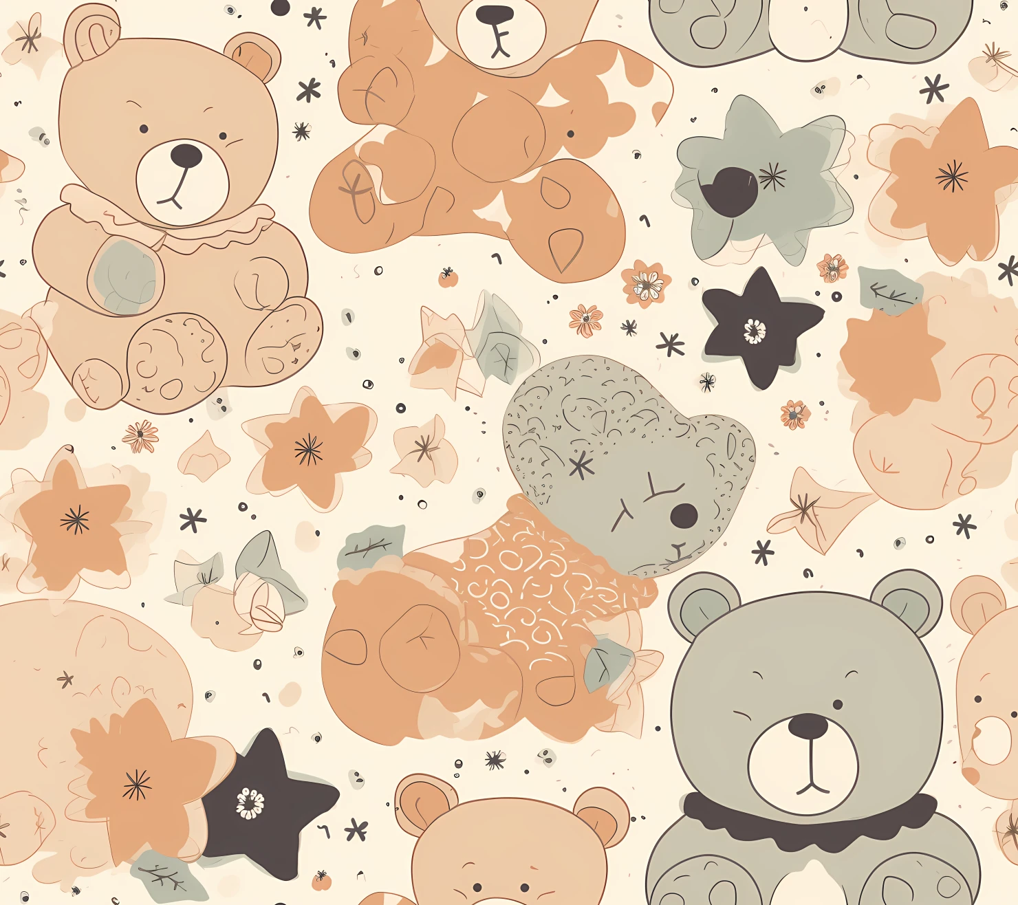 Teddy clipart seamless pattern on a light color background #30345