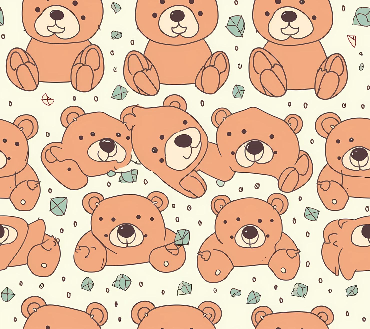 Teddy clipart seamless pattern on a light color background #30348