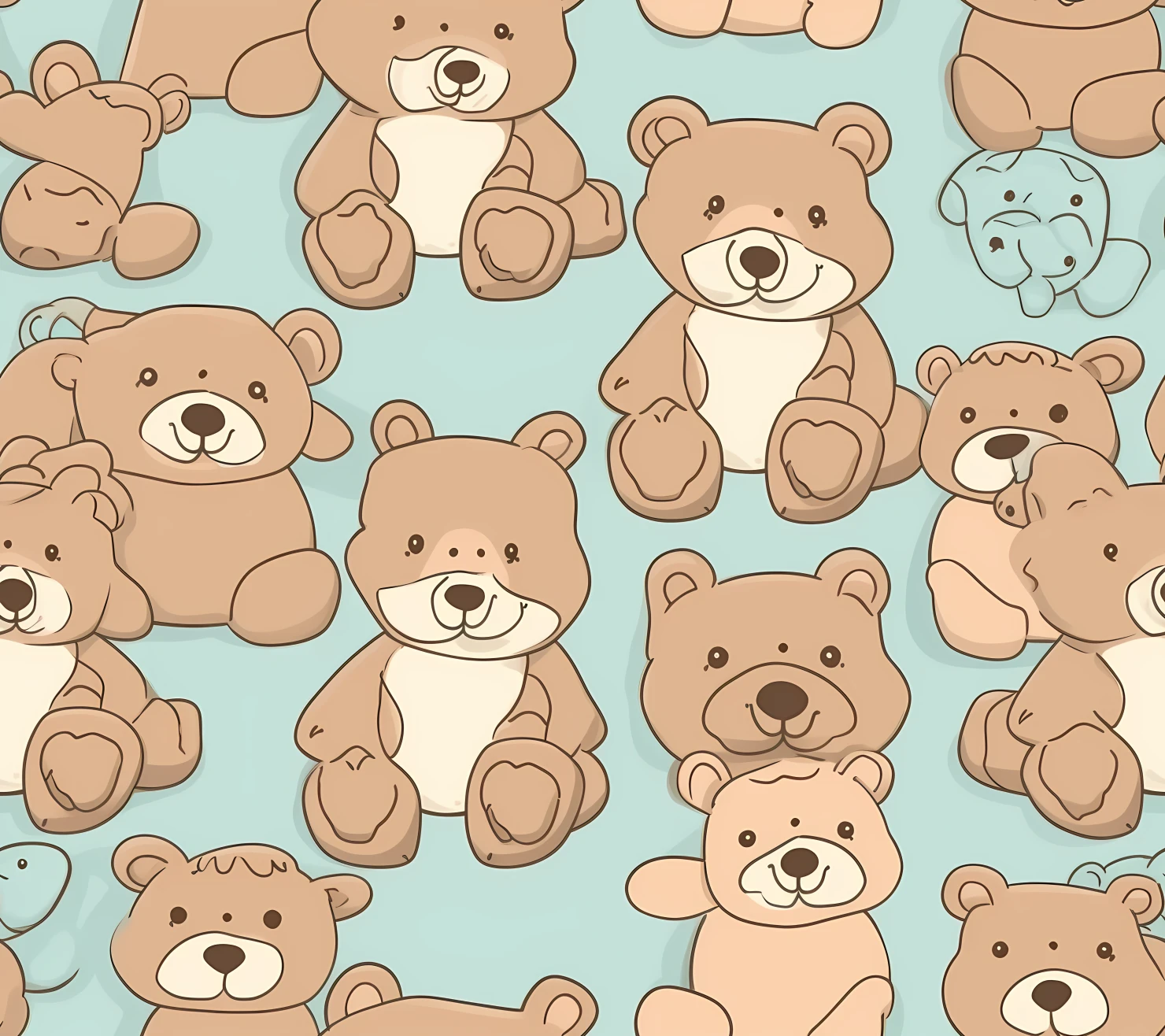 Teddy clipart seamless pattern on a light color background #30349