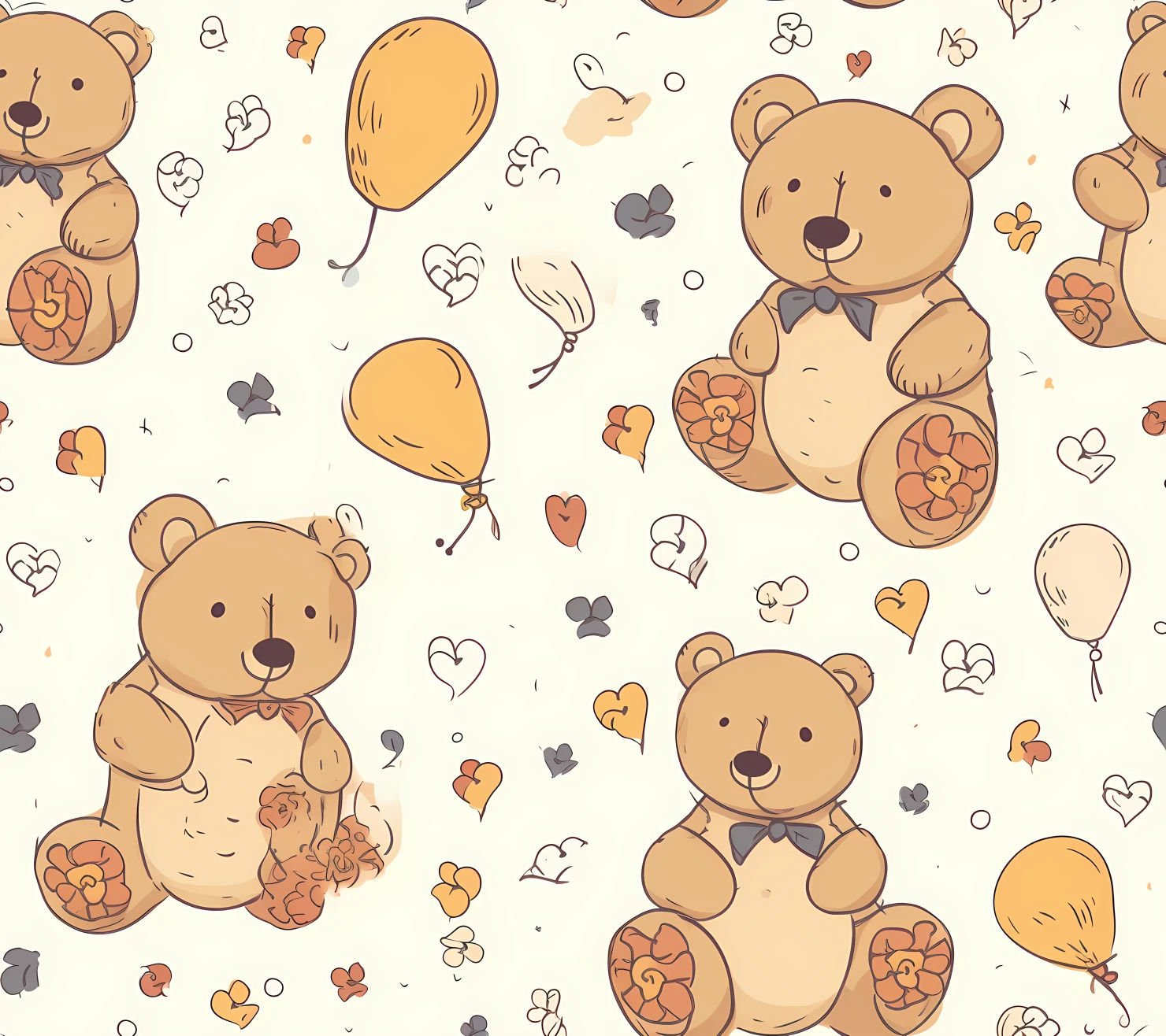 Teddy clipart seamless pattern on a light color background #30350
