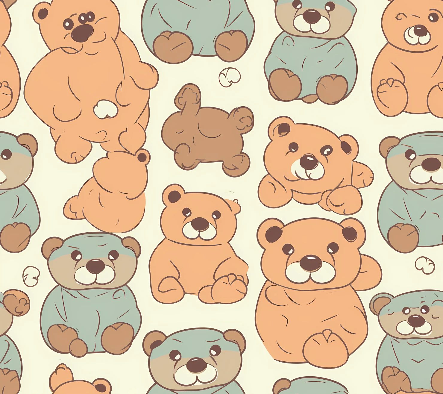 Teddy clipart seamless pattern on a light color background #30351