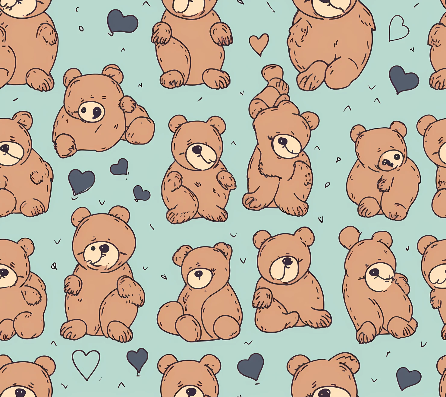 Teddy clipart seamless pattern on a light color background #30353
