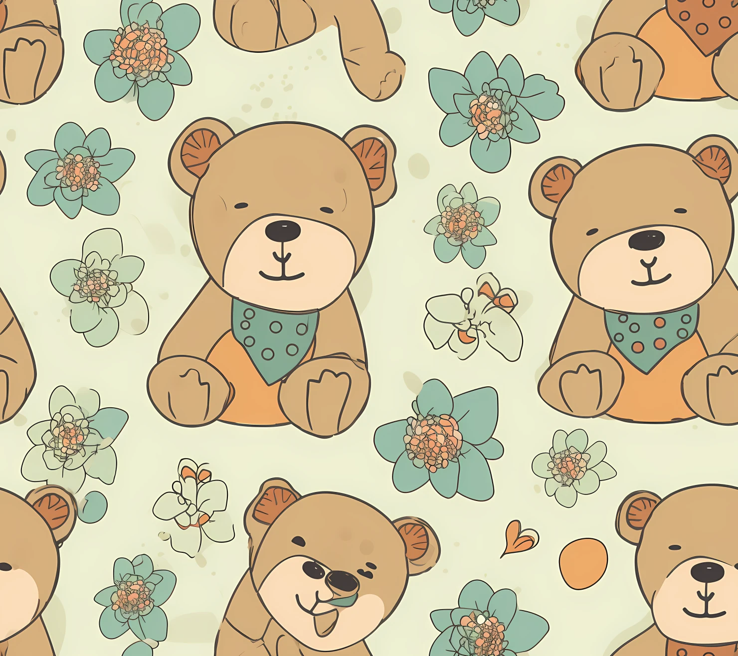 Teddy clipart seamless pattern on a light color background #30354