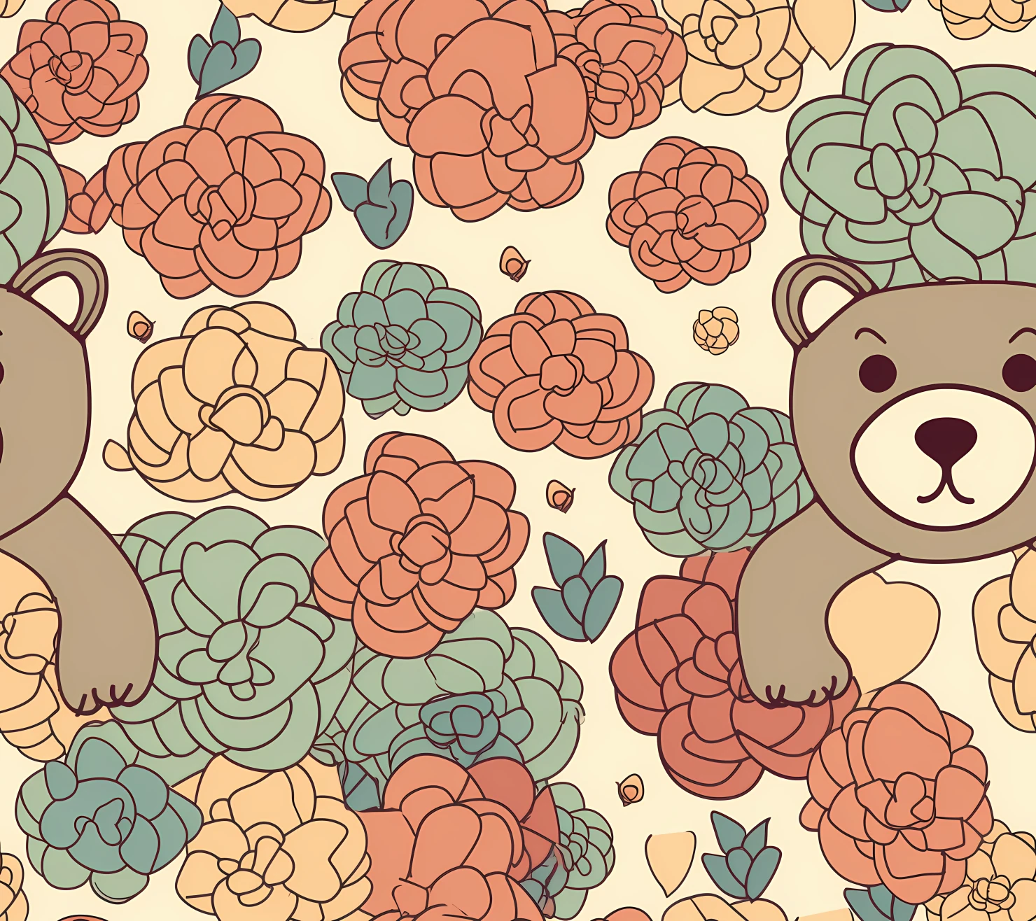 Teddy clipart seamless pattern on a light color background #30357