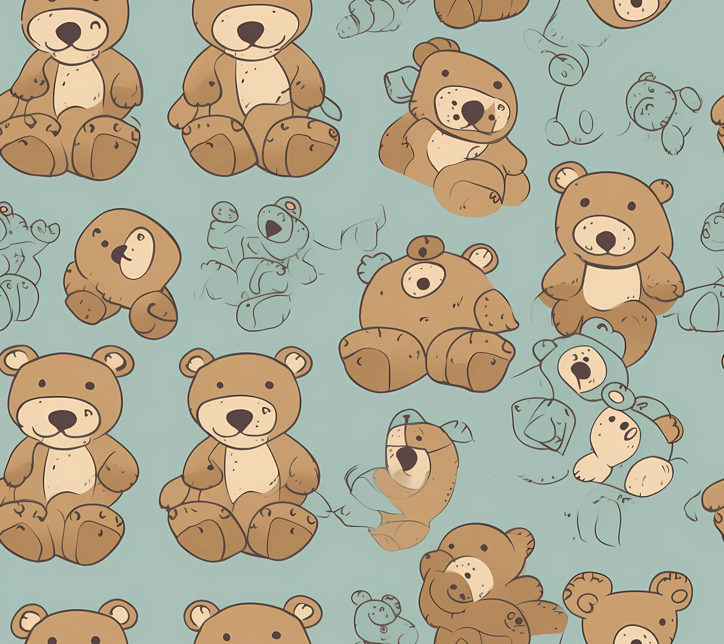 Teddy clipart seamless pattern on a light color background #30359