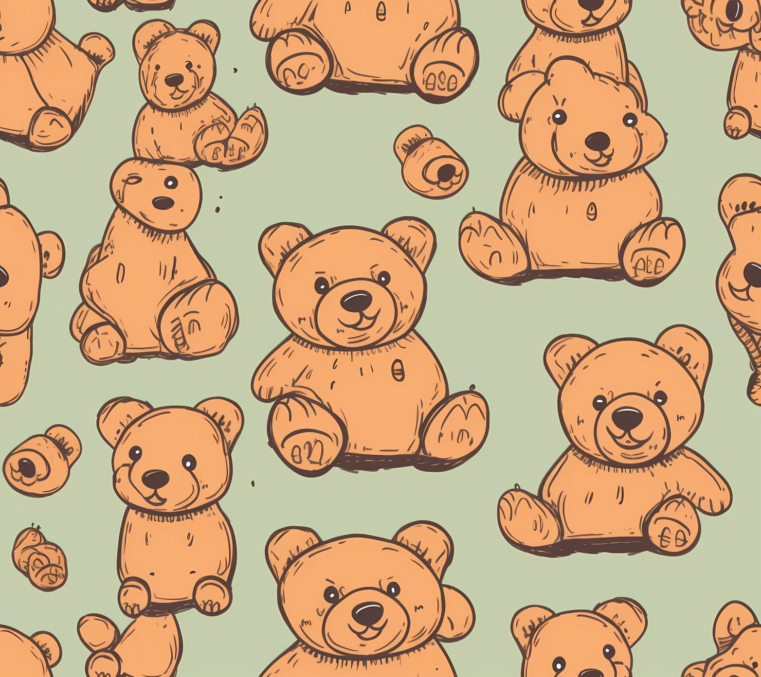 Teddy clipart seamless pattern on a light color background #30363