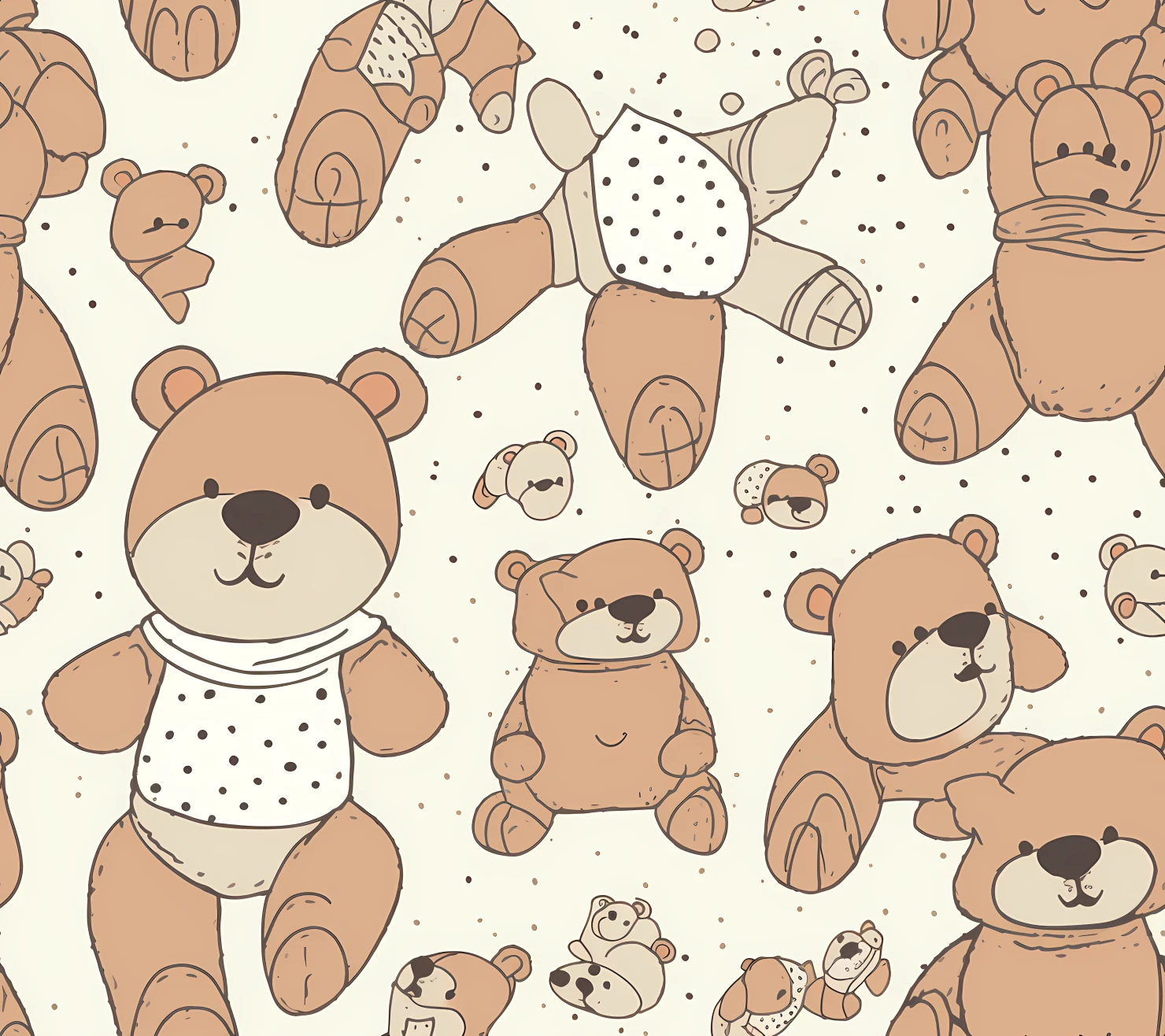 Teddy clipart seamless pattern on a light color background #30364