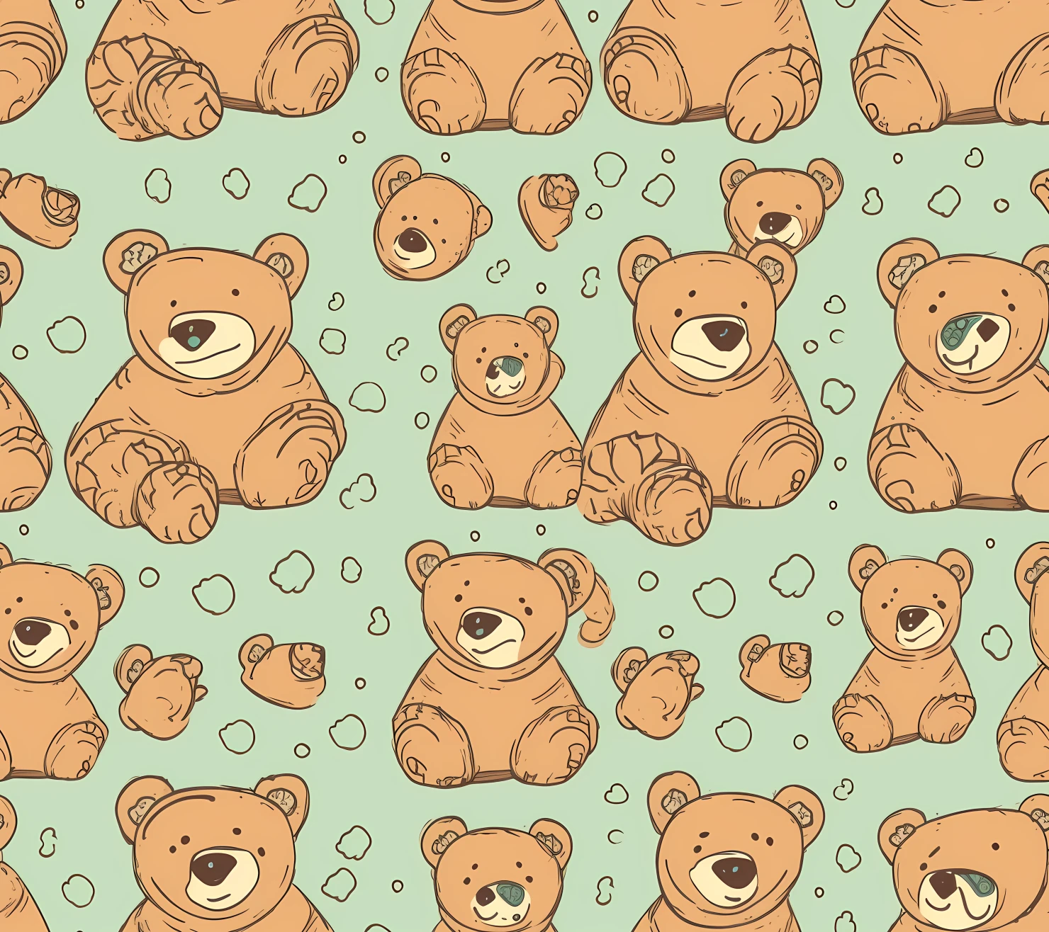 Teddy clipart seamless pattern on a light color background #30365
