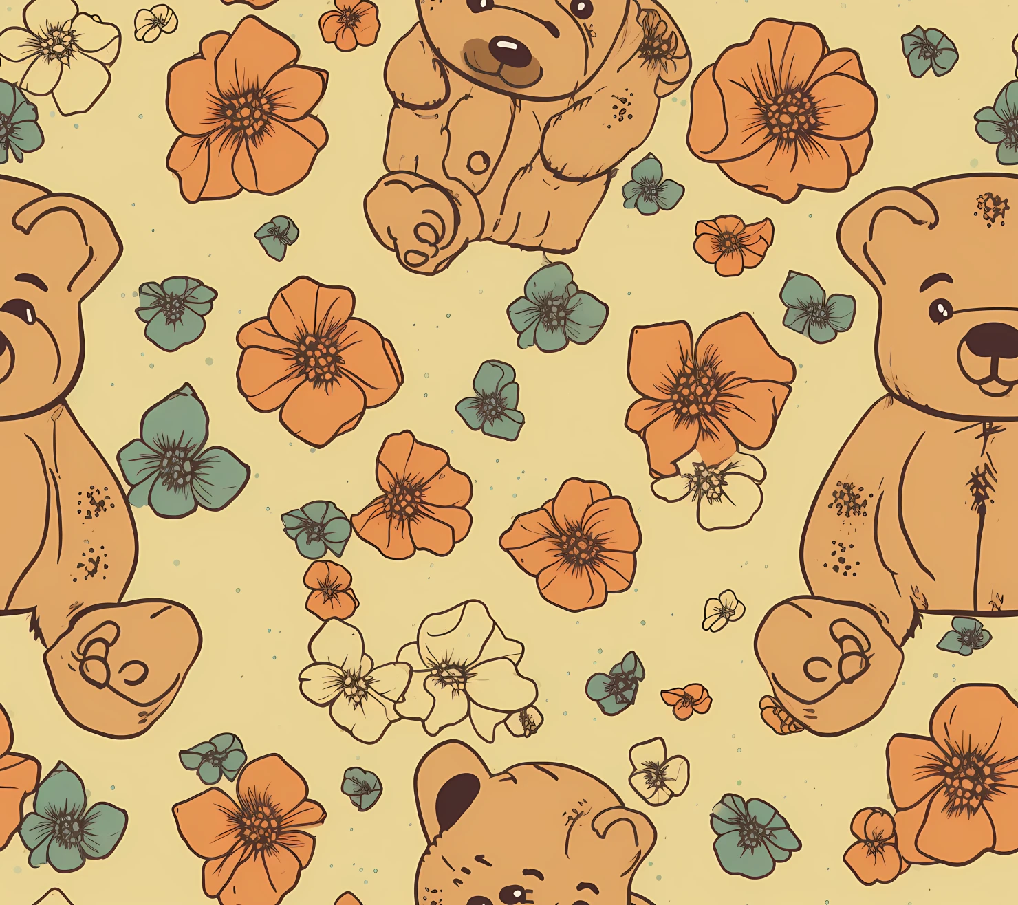 Teddy clipart seamless pattern on a light color background #30366