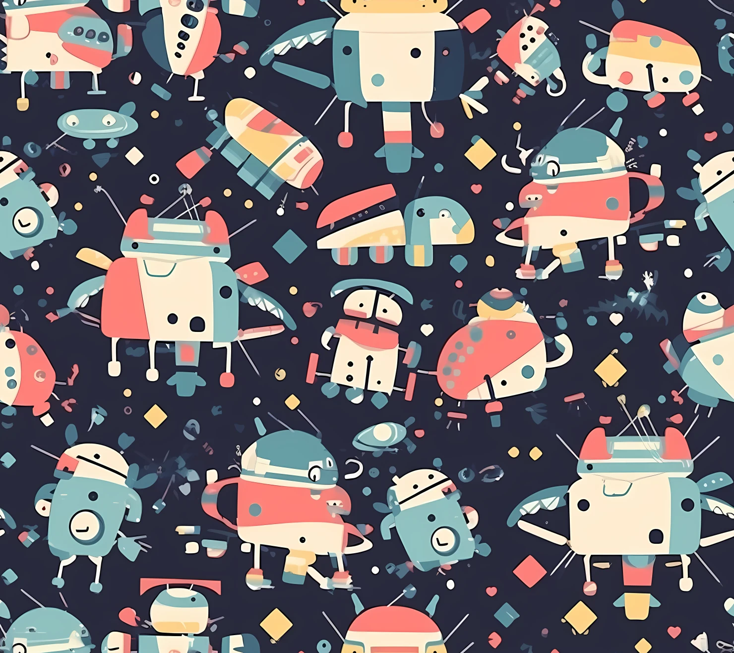 Robots seamless pattern on a light color background #30367