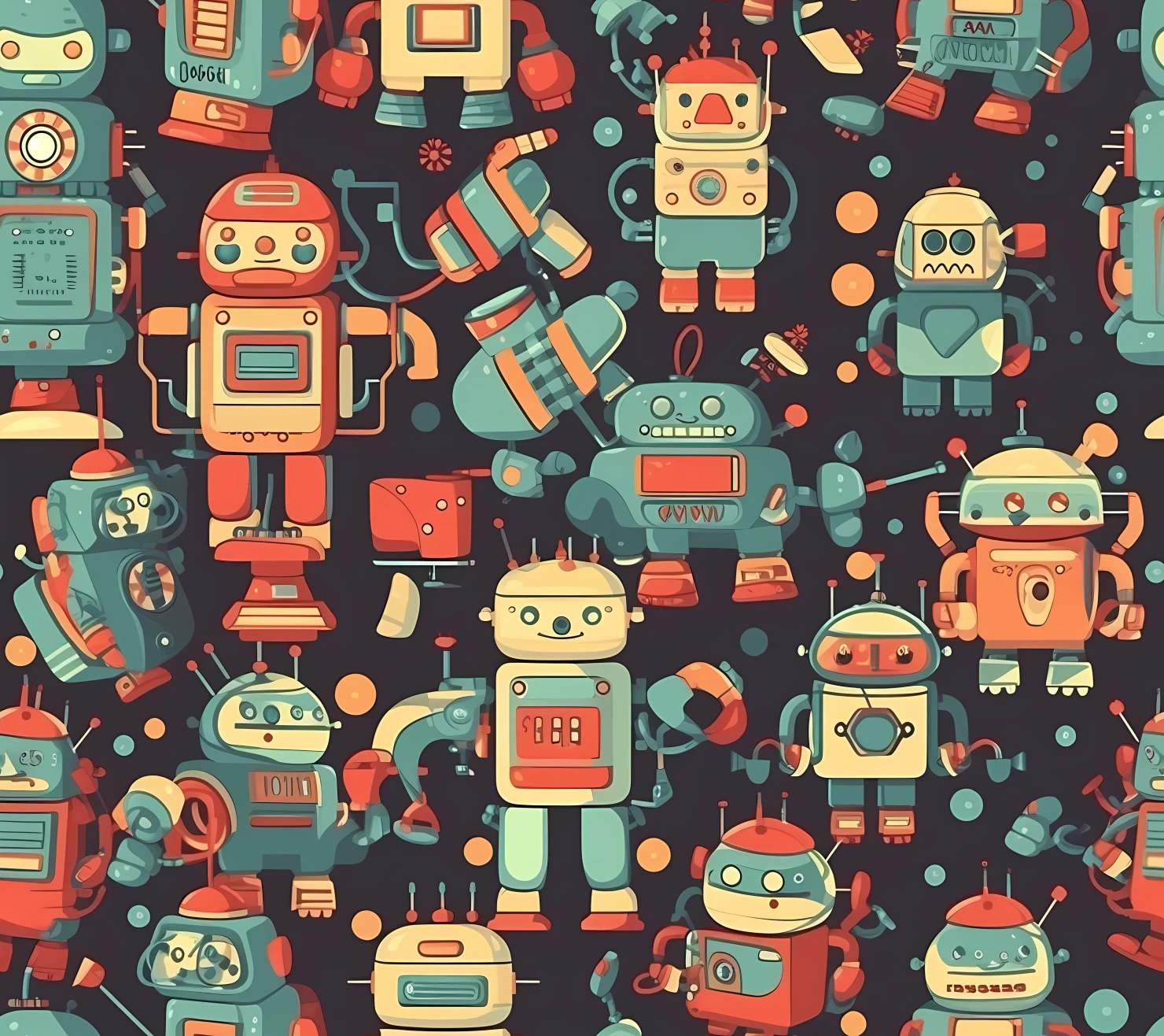 Robots seamless pattern on a light color background #30369