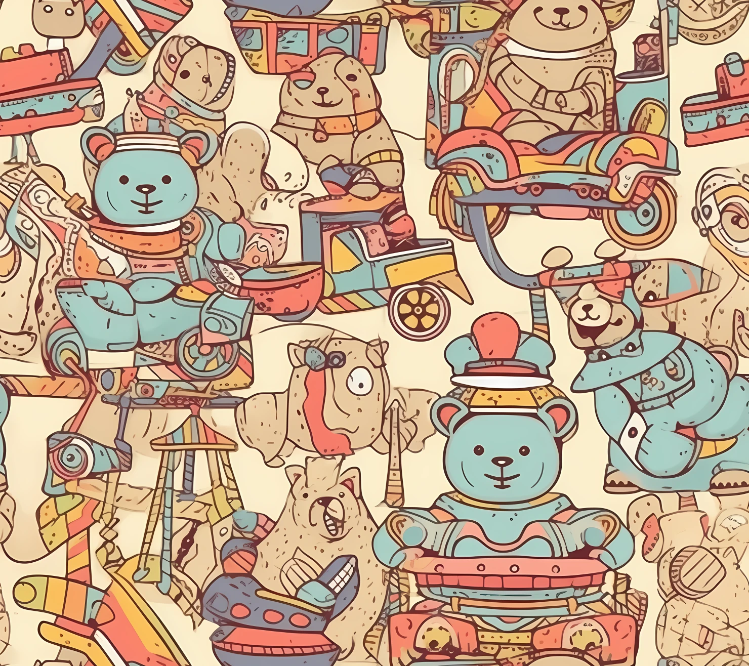 Toys seamless pattern on a light color background #30381