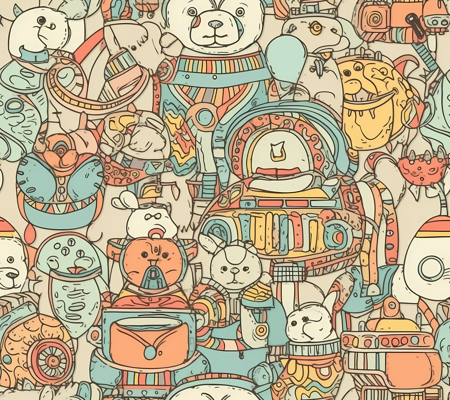 Toys seamless pattern on a light color background #30382