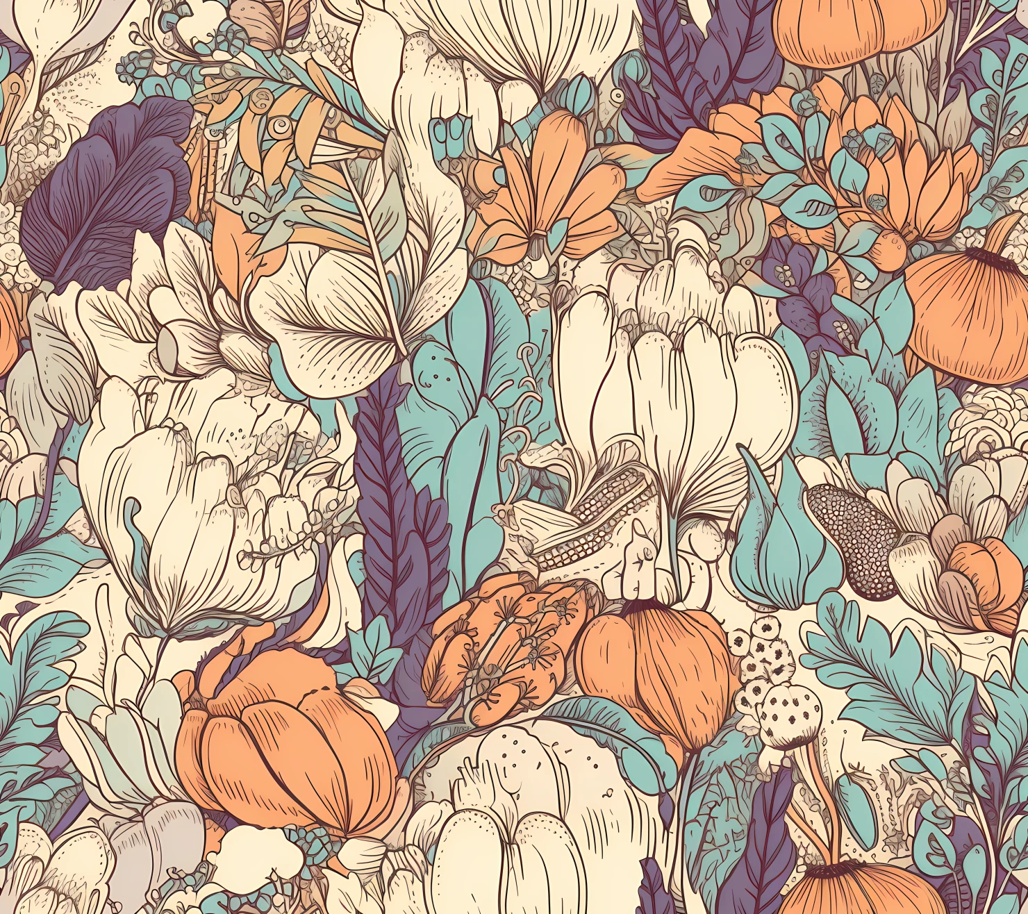 Vegetable seamless pattern on a light color background #30391