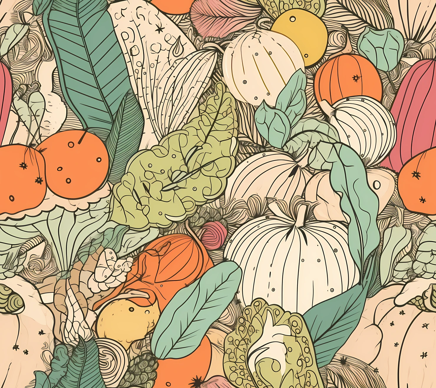 Vegetable seamless pattern on a light color background #30394