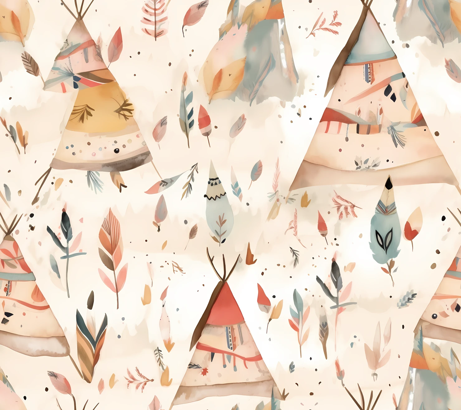 Watercolor Children seamless pattern on a light color background #30405