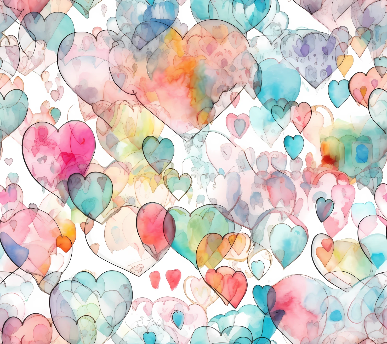 Watercolor heart seamless pattern on a light color background #30408