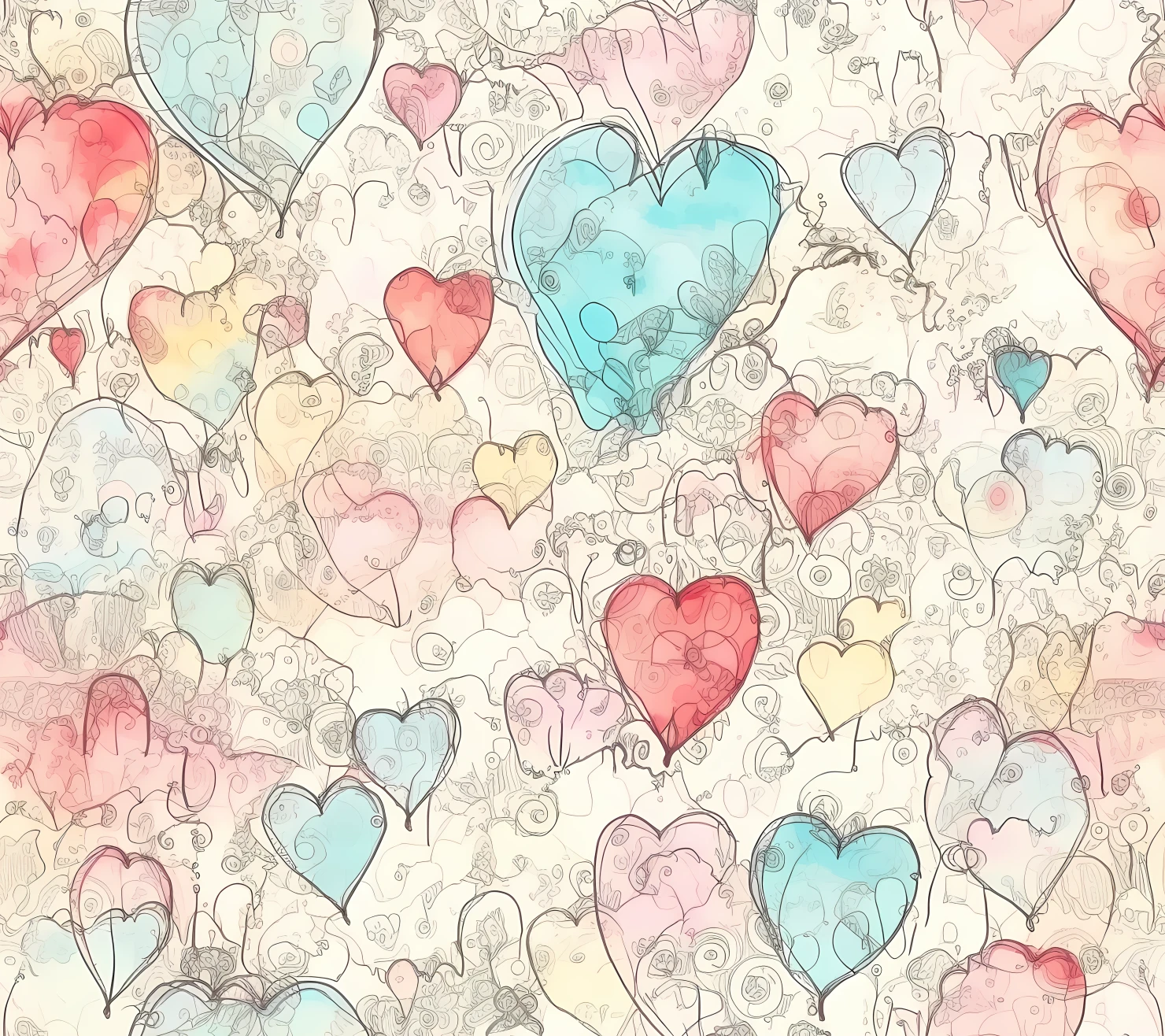 Watercolor heart seamless pattern on a light color background #30409