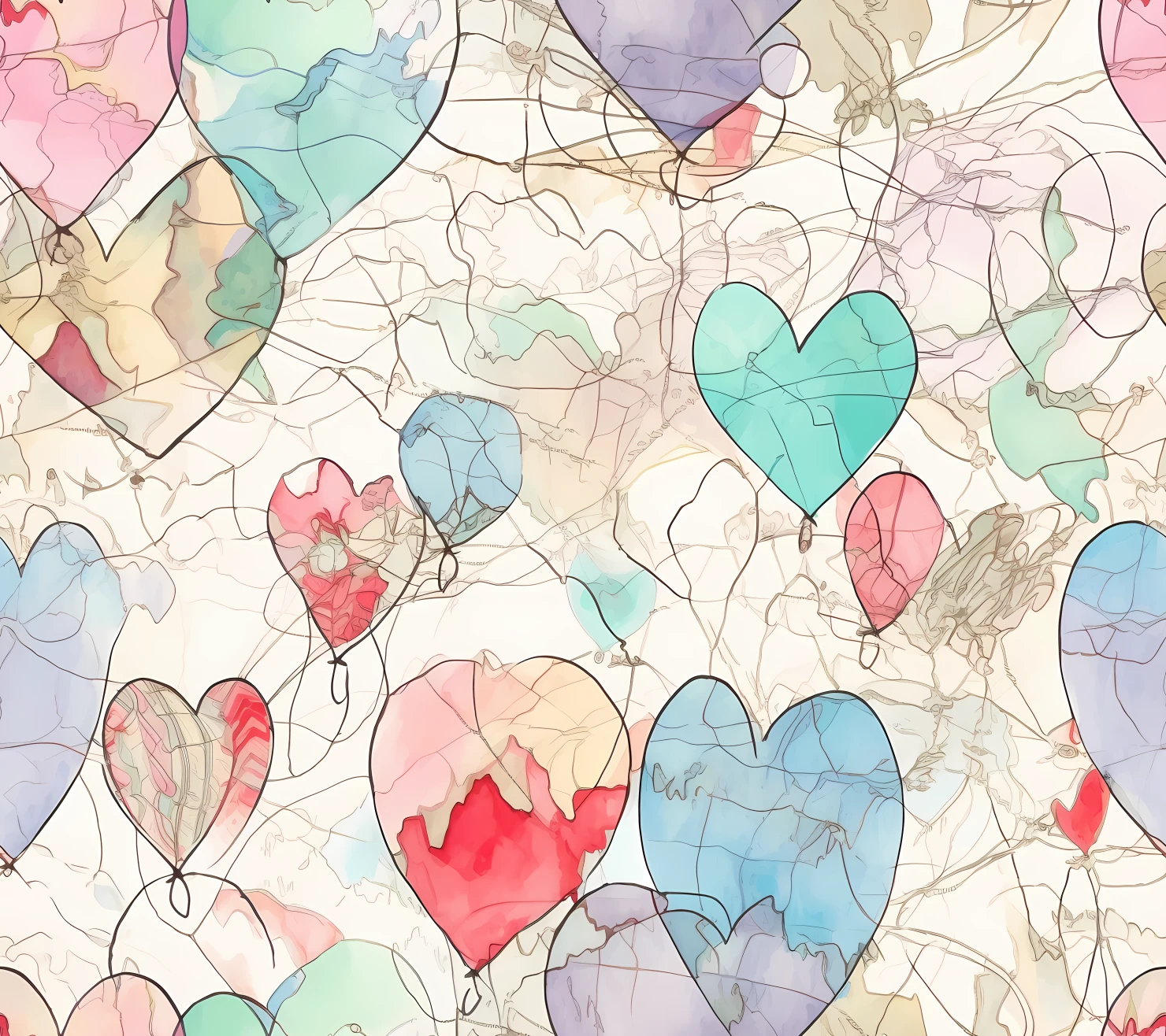 Watercolor heart seamless pattern on a light color background #30411