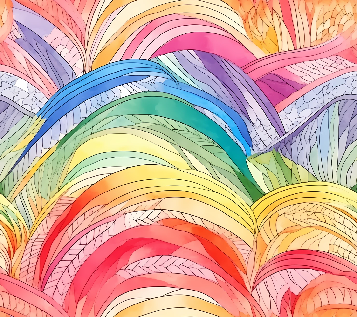 Watercolor rainbow seamless pattern on a light color background #30414
