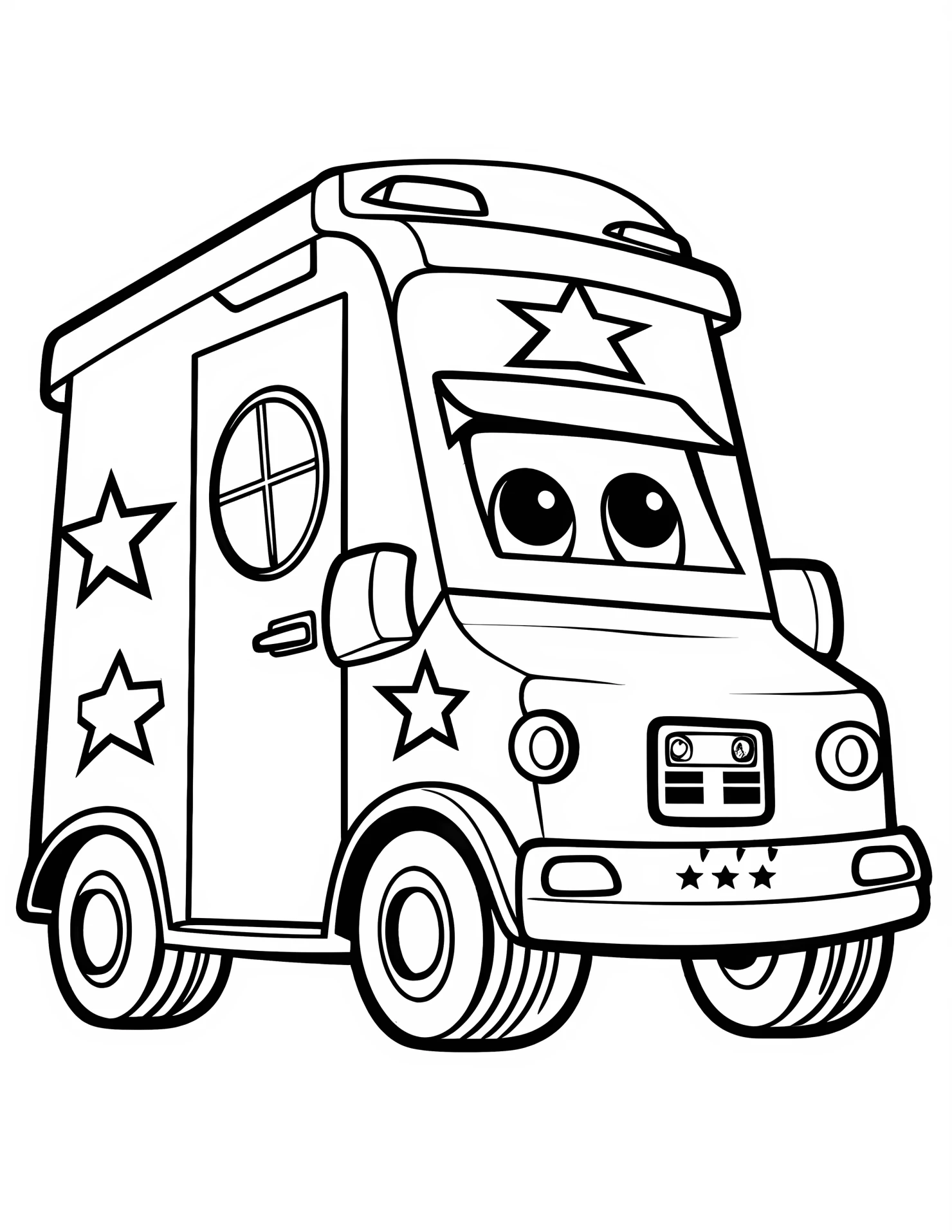 Ambulance for kids coloring page on white color background #30475