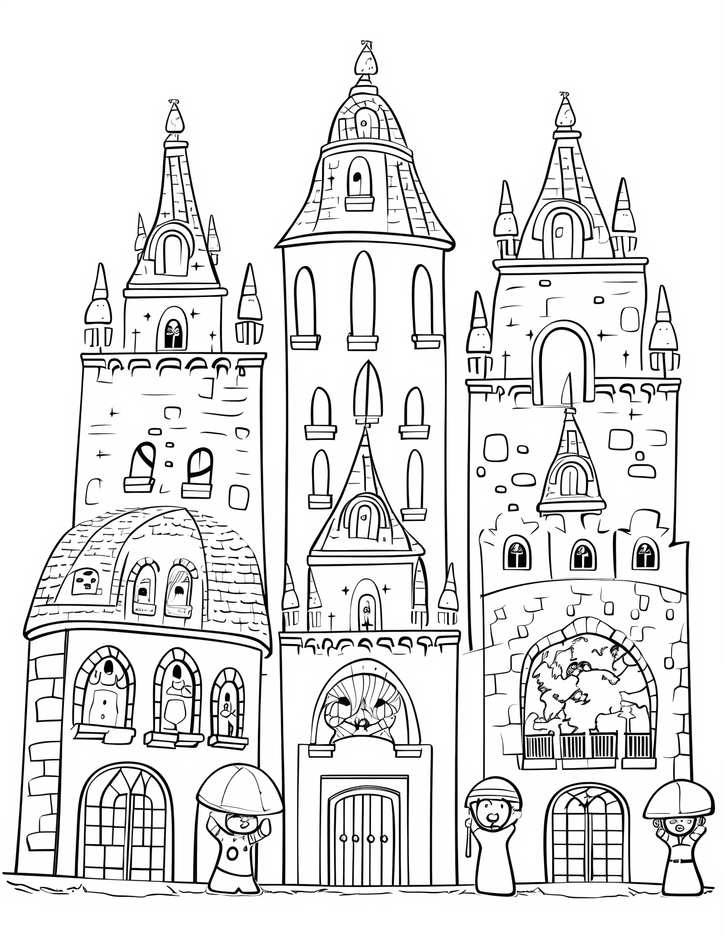 Ancient architecture building for kids coloring page on white color background #30483
