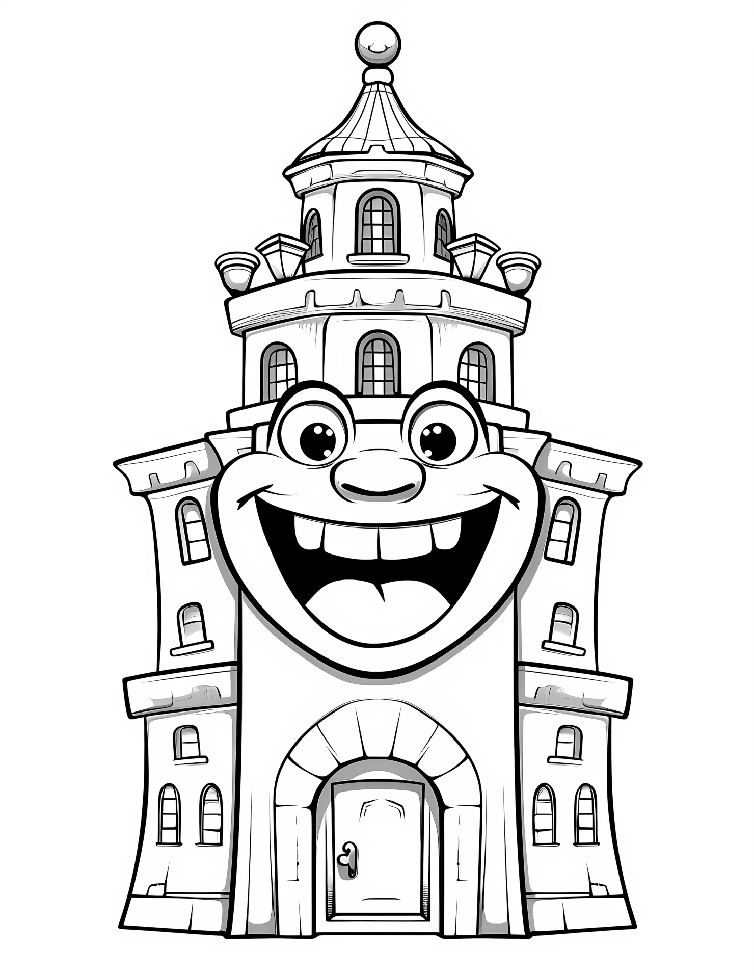 Ancient architecture building for kids coloring page on white color background #30485