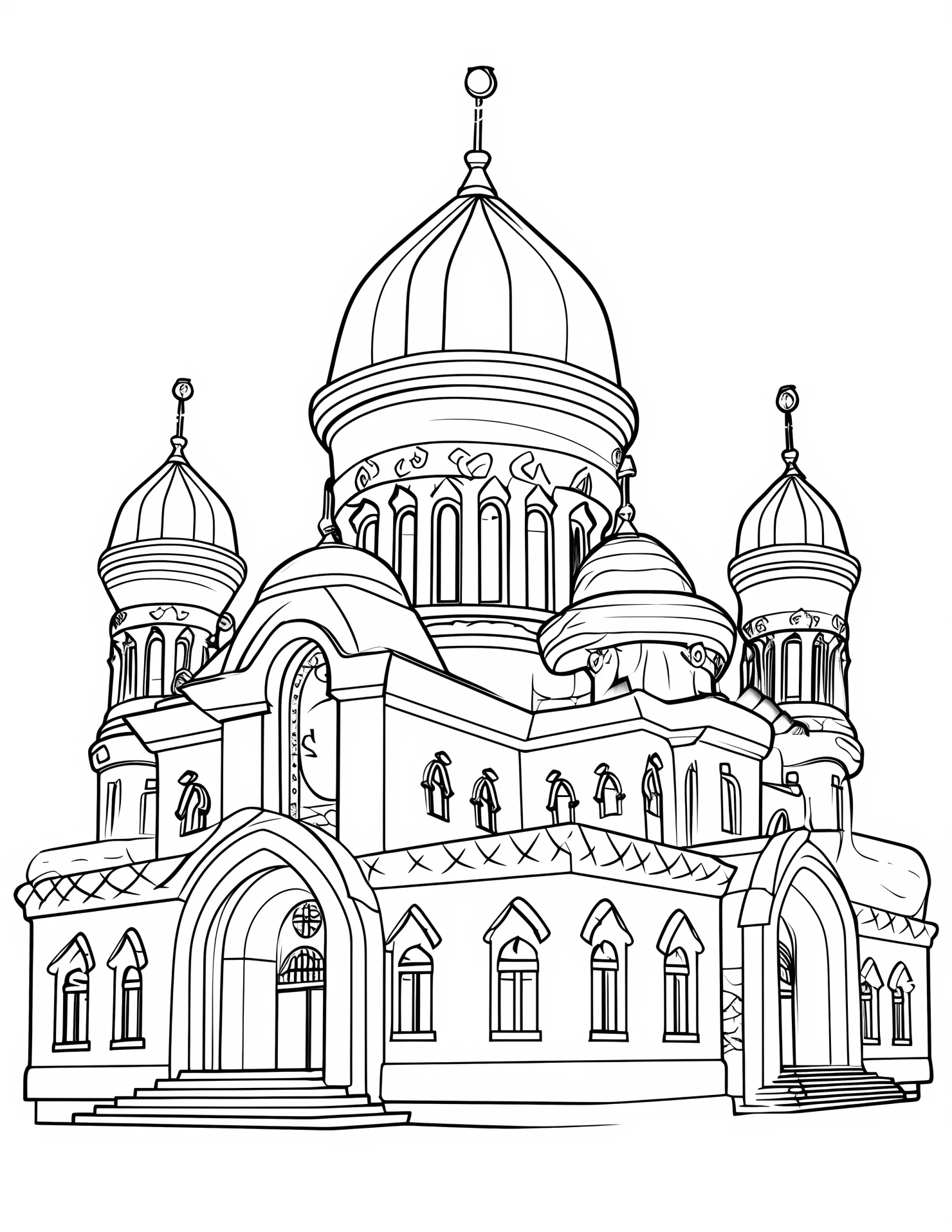 Ancient architecture building for kids coloring page on white color background #30486