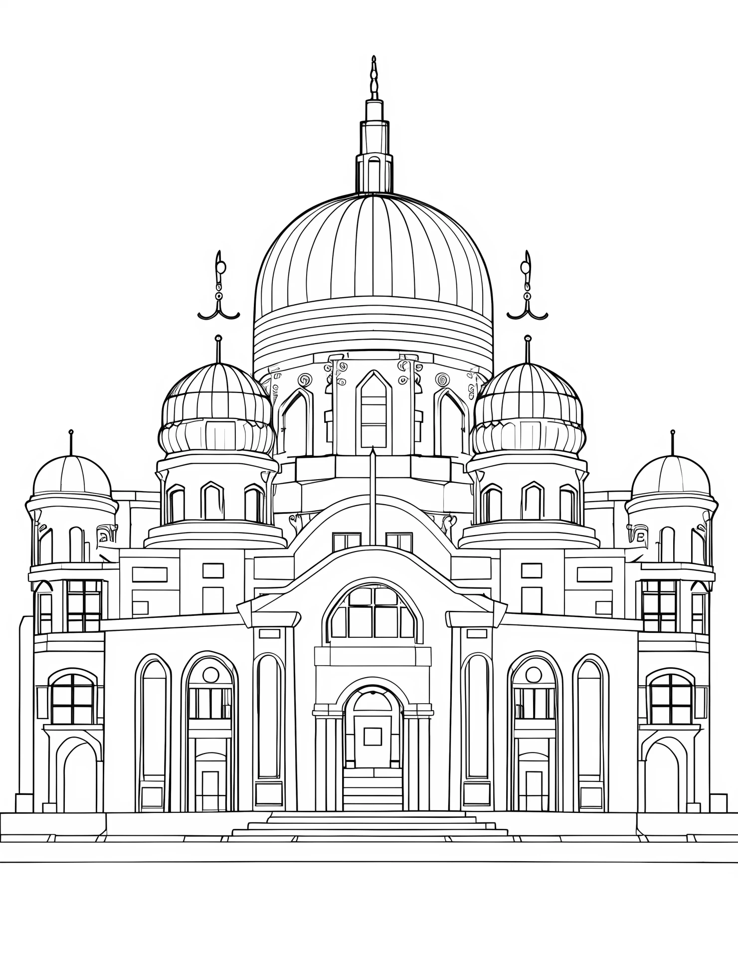 Ancient architecture building for kids coloring page on white color background #30488
