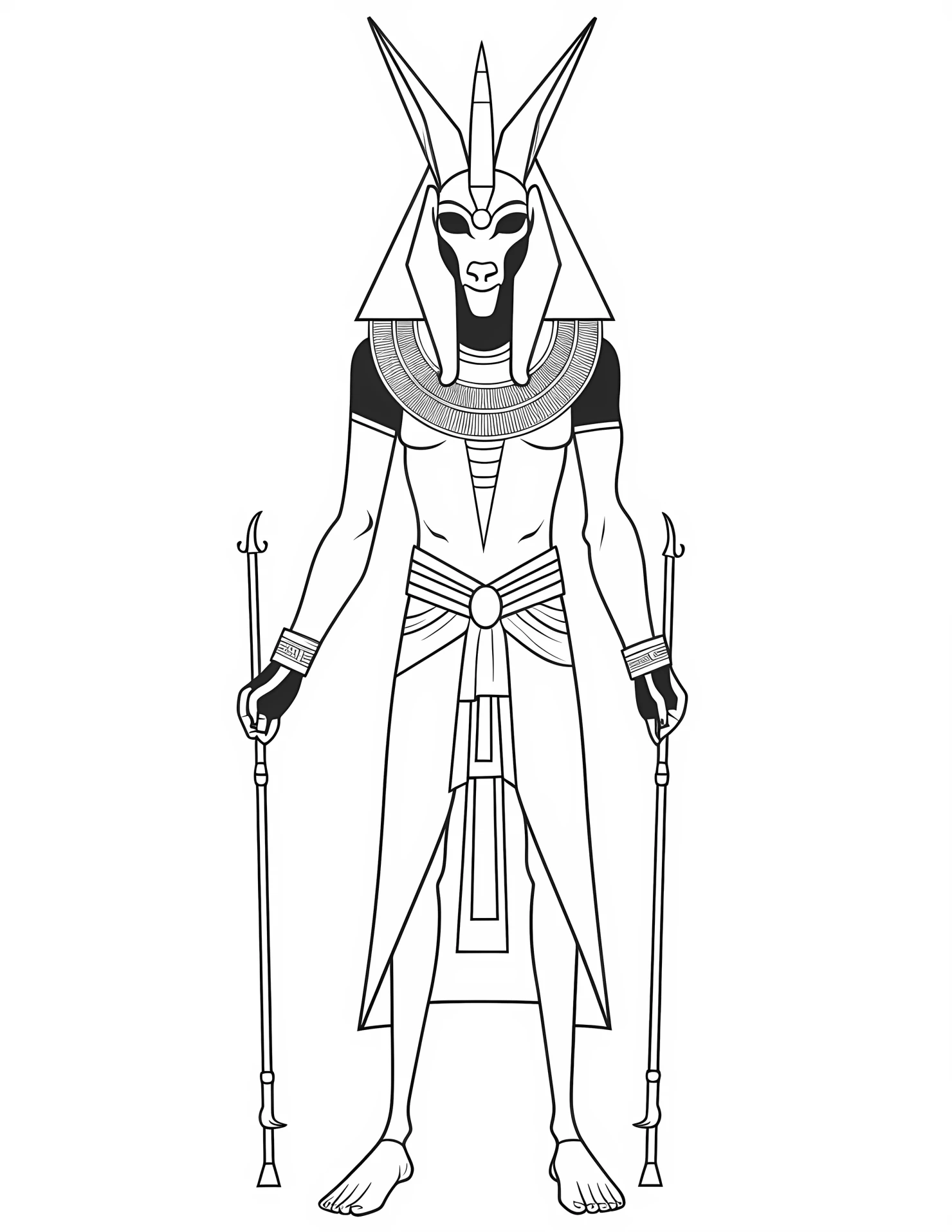 Anubis for kids coloring page on white color background #30504